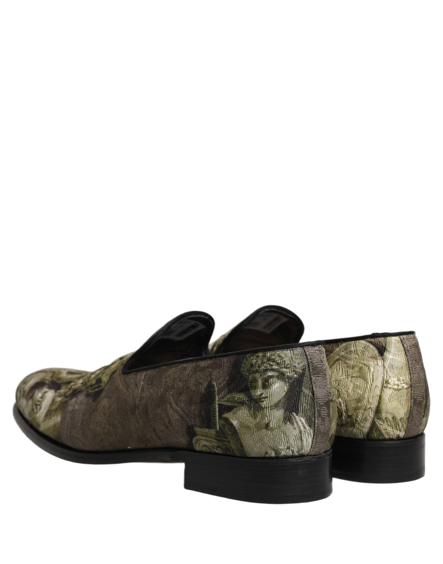Dolce & Gabbana Brown Baroque Print Slip On Loafers Shoes Curated Luxury Accessories by Orvyn