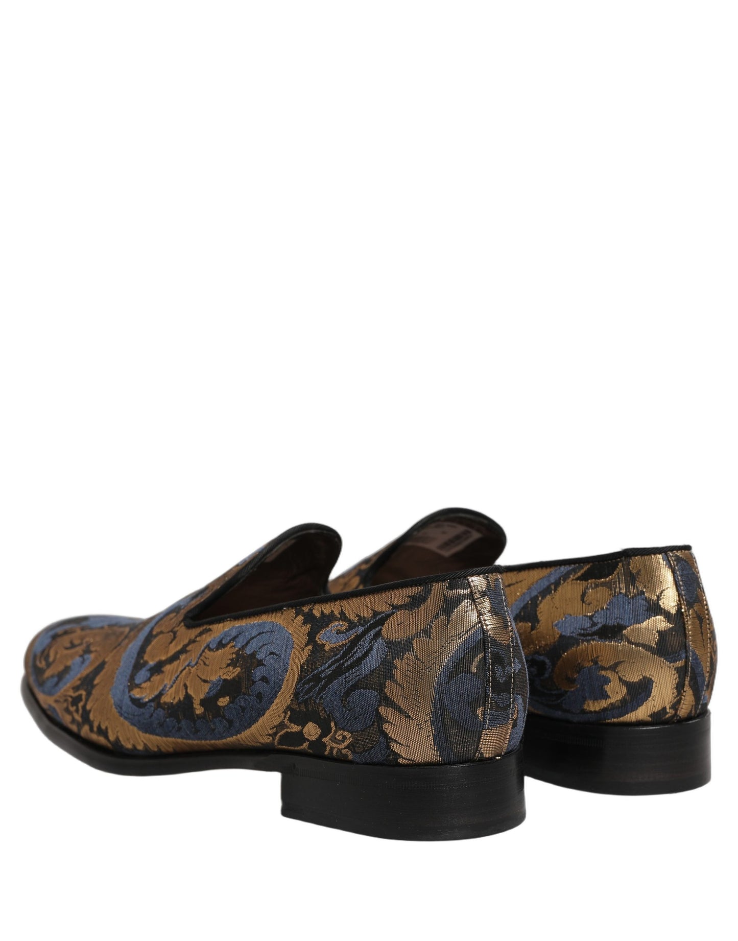 Dolce & Gabbana Blue Brocade Slip On Men Dress Loafers Shoes Curated Luxury Accessories by Orvyn