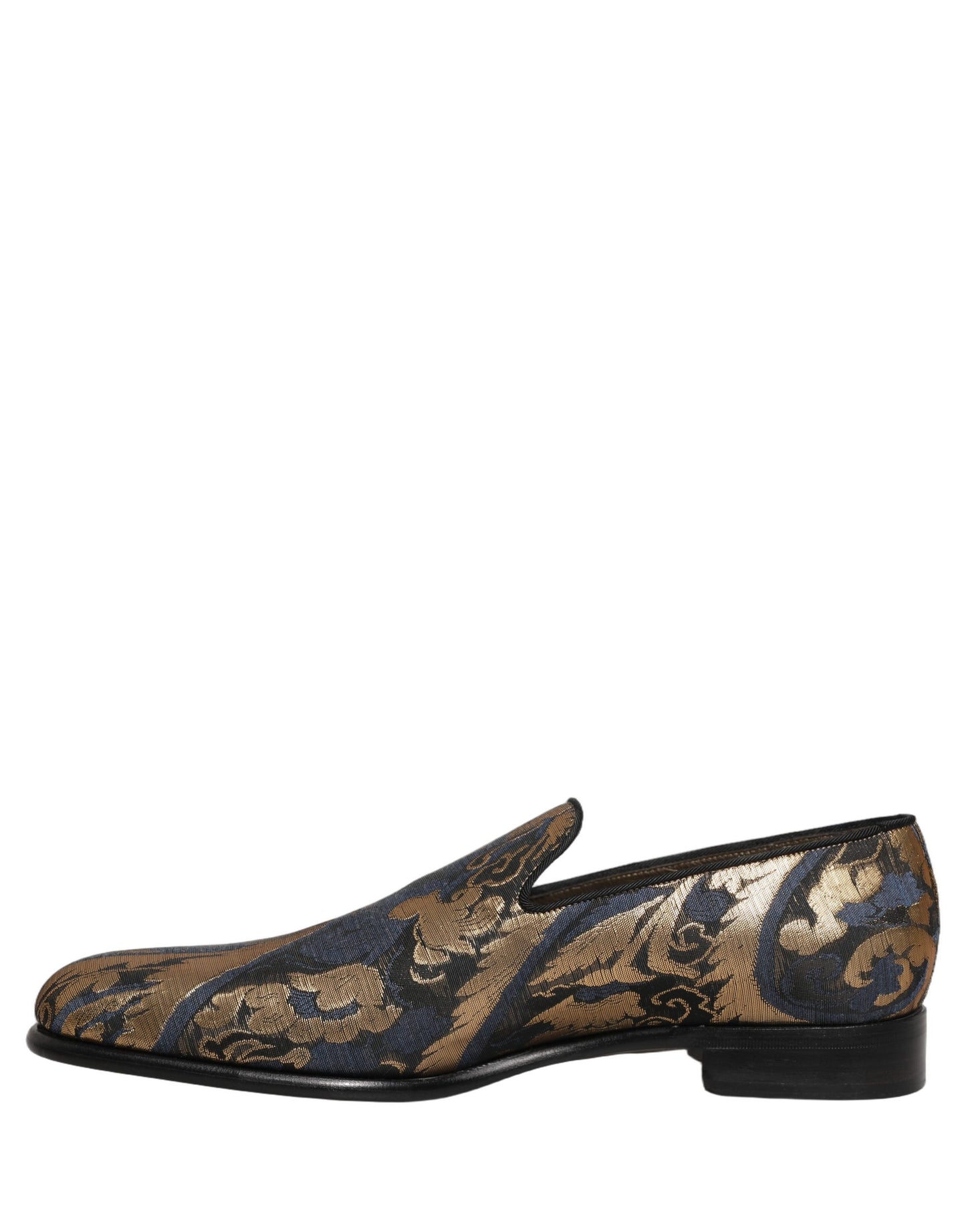 Dolce & Gabbana Blue Brocade Slip On Men Dress Loafers Shoes Curated Luxury Accessories by Orvyn