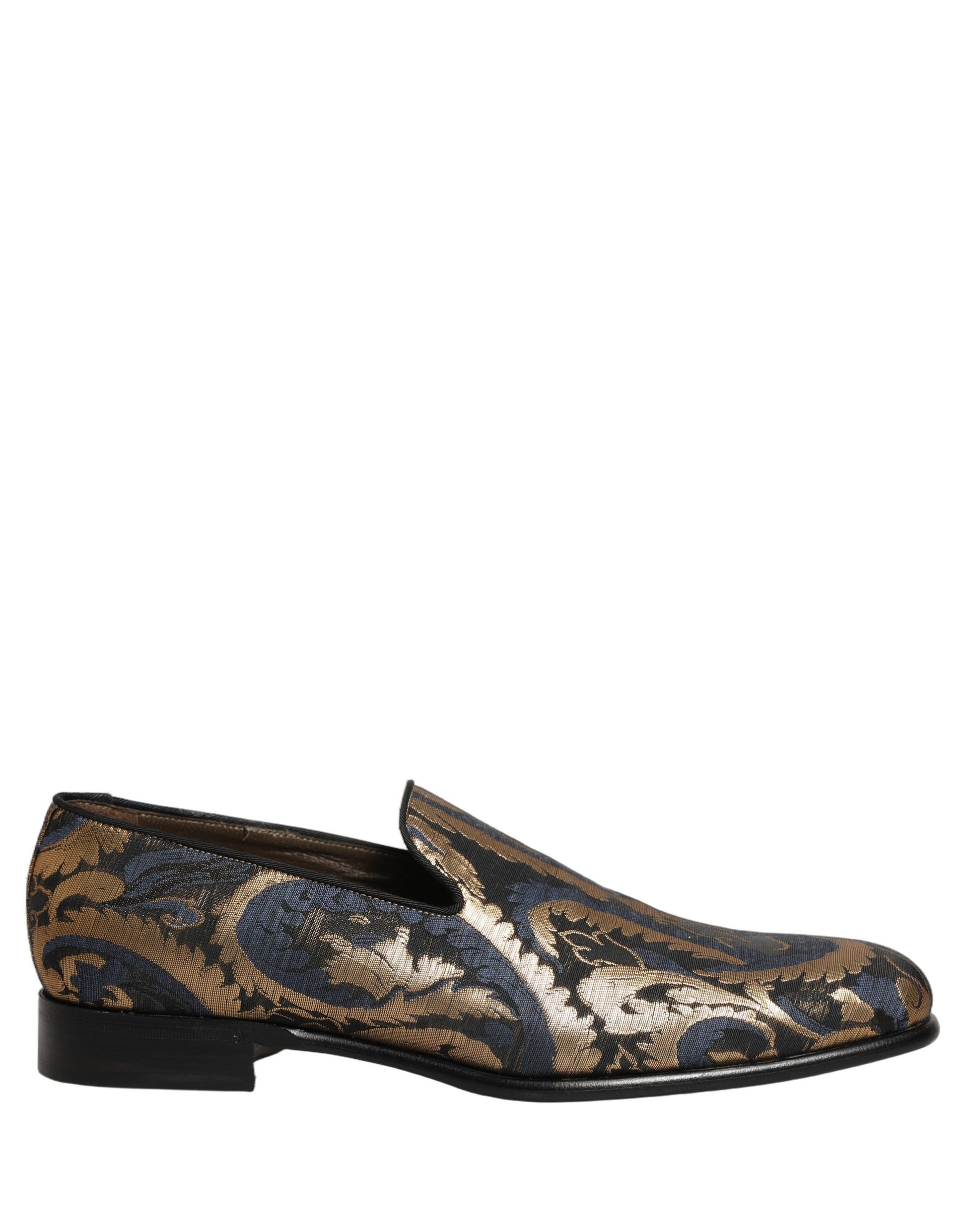 Dolce & Gabbana Blue Brocade Slip On Men Dress Loafers Shoes Curated Luxury Accessories by Orvyn
