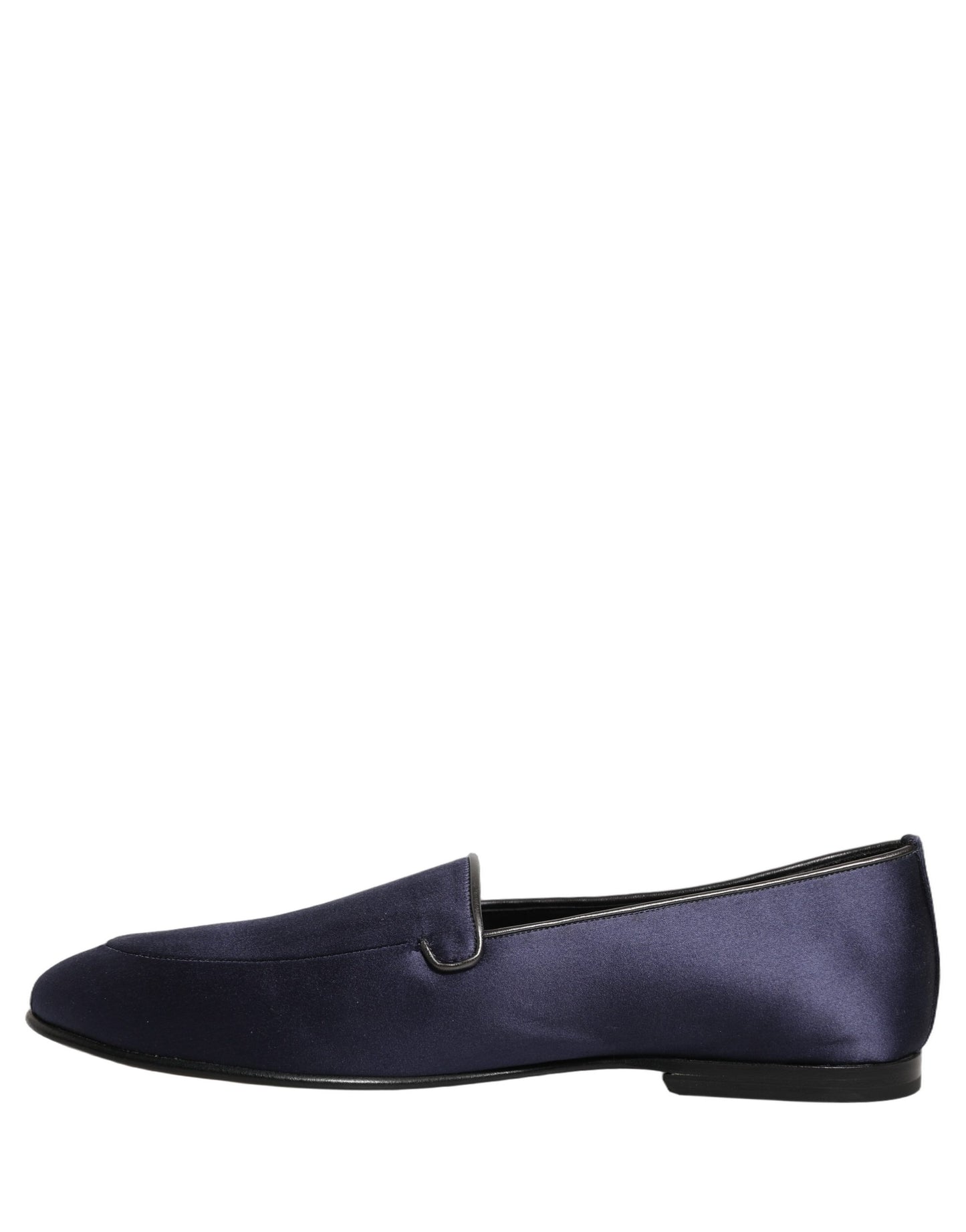 Dolce & Gabbana Blue Satin Logo Slip On Flats Loafers Shoes Curated Luxury Accessories by Orvyn
