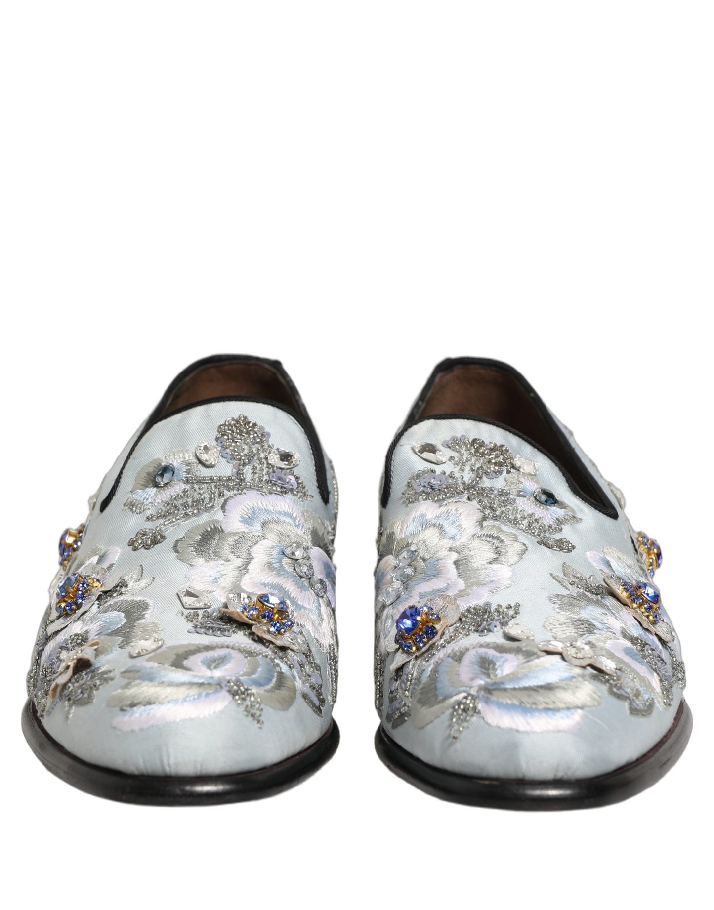 Dolce & Gabbana White Floral Embellished Men Loafers  Shoes Curated Luxury Accessories by Orvyn