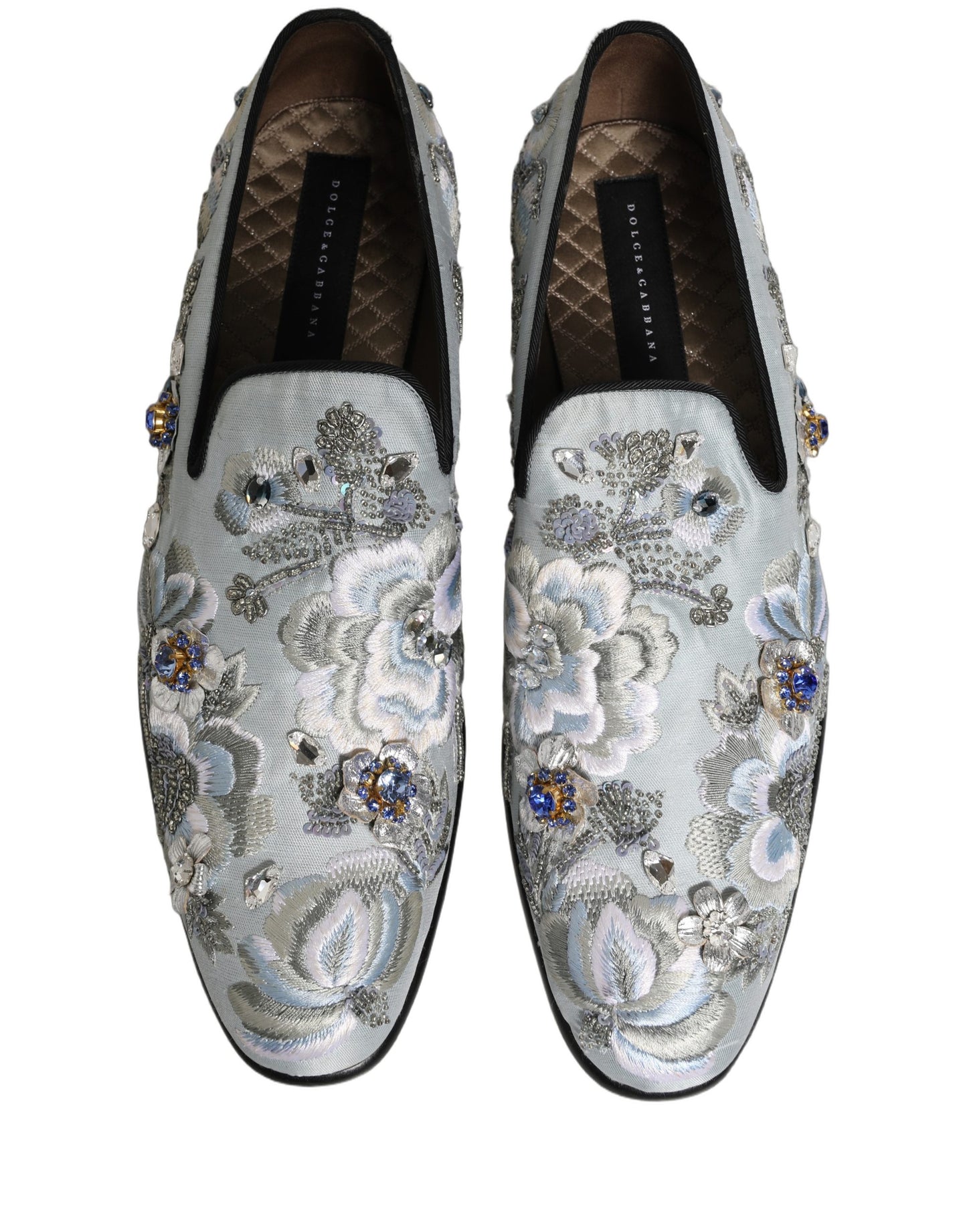Dolce & Gabbana White Floral Embellished Men Loafers  Shoes Curated Luxury Accessories by Orvyn