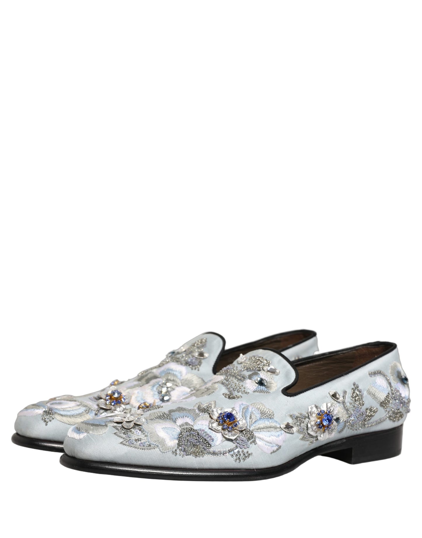 Dolce & Gabbana White Floral Embellished Men Loafers  Shoes Curated Luxury Accessories by Orvyn