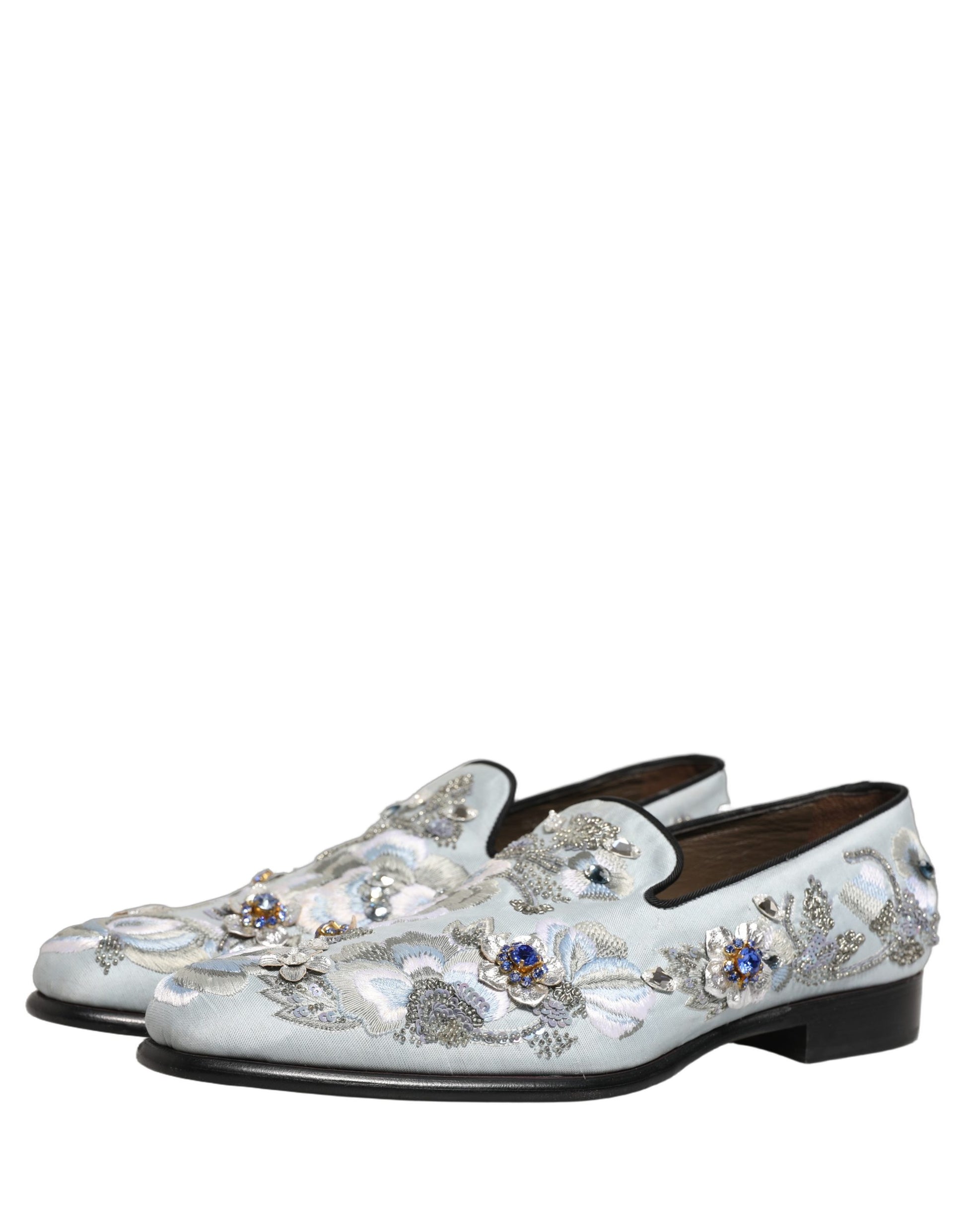 Dolce & Gabbana White Floral Embellished Men Loafers  Shoes Curated Luxury Accessories by Orvyn