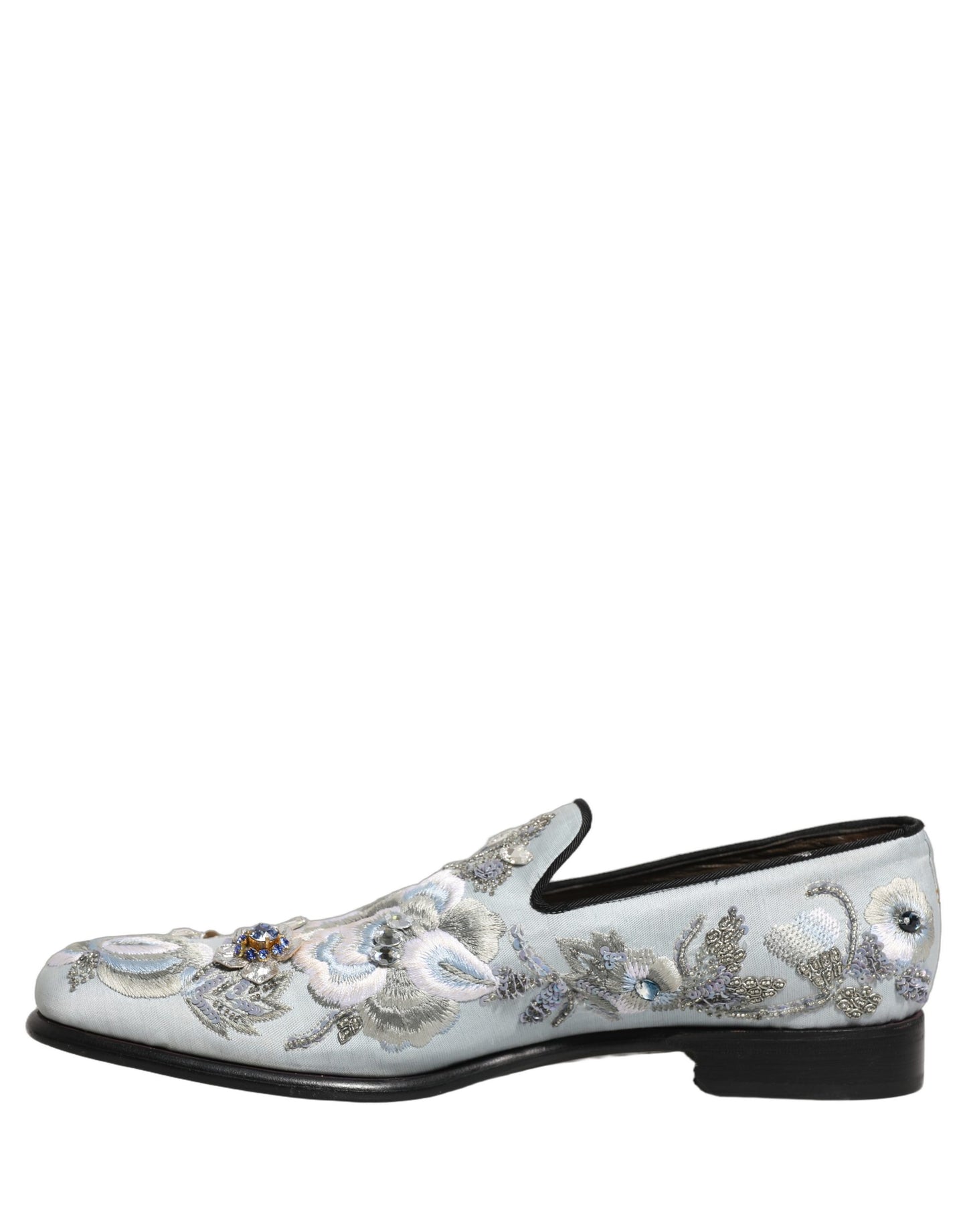 Dolce & Gabbana White Floral Embellished Men Loafers  Shoes Curated Luxury Accessories by Orvyn