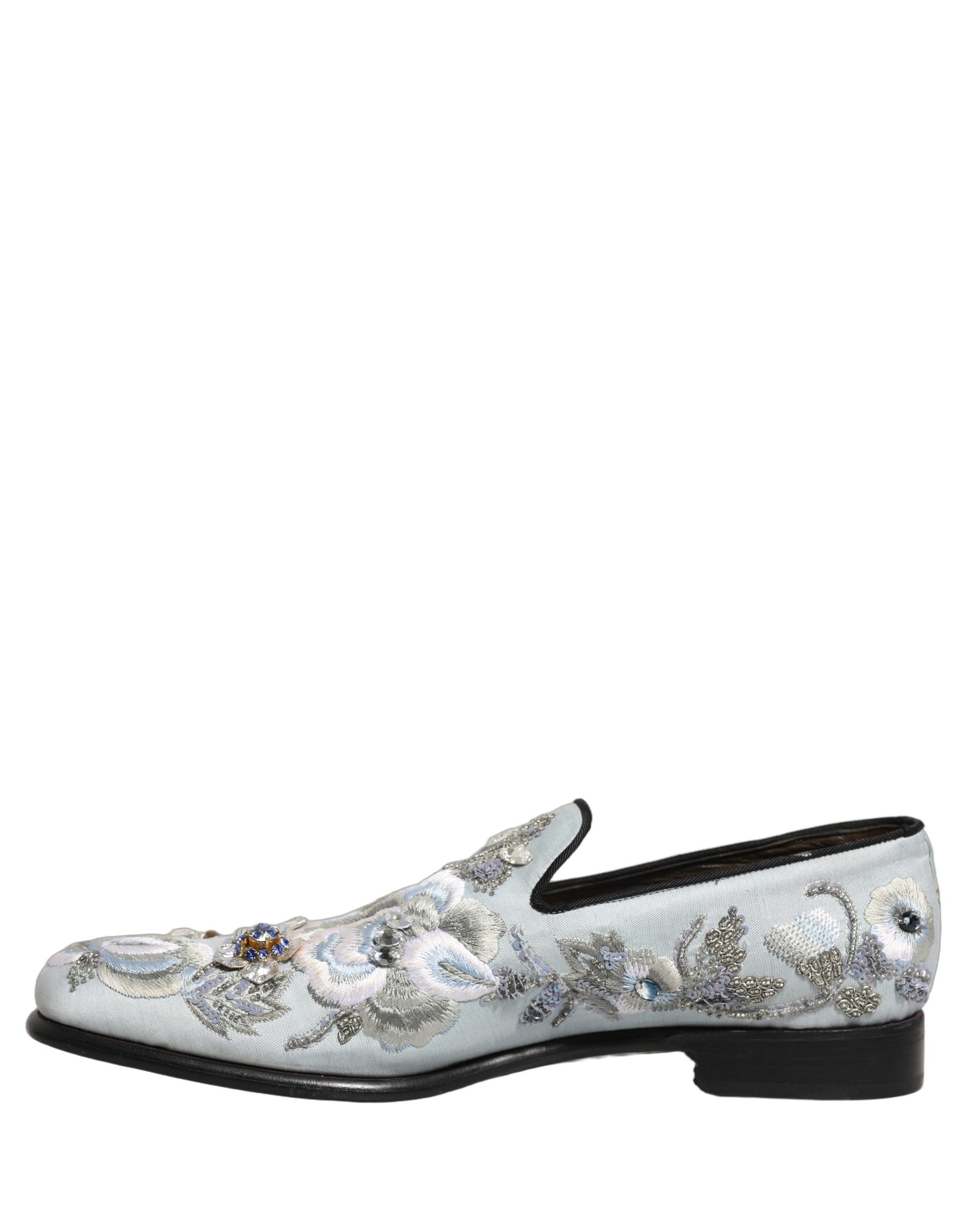 Dolce & Gabbana White Floral Embellished Men Loafers  Shoes Curated Luxury Accessories by Orvyn