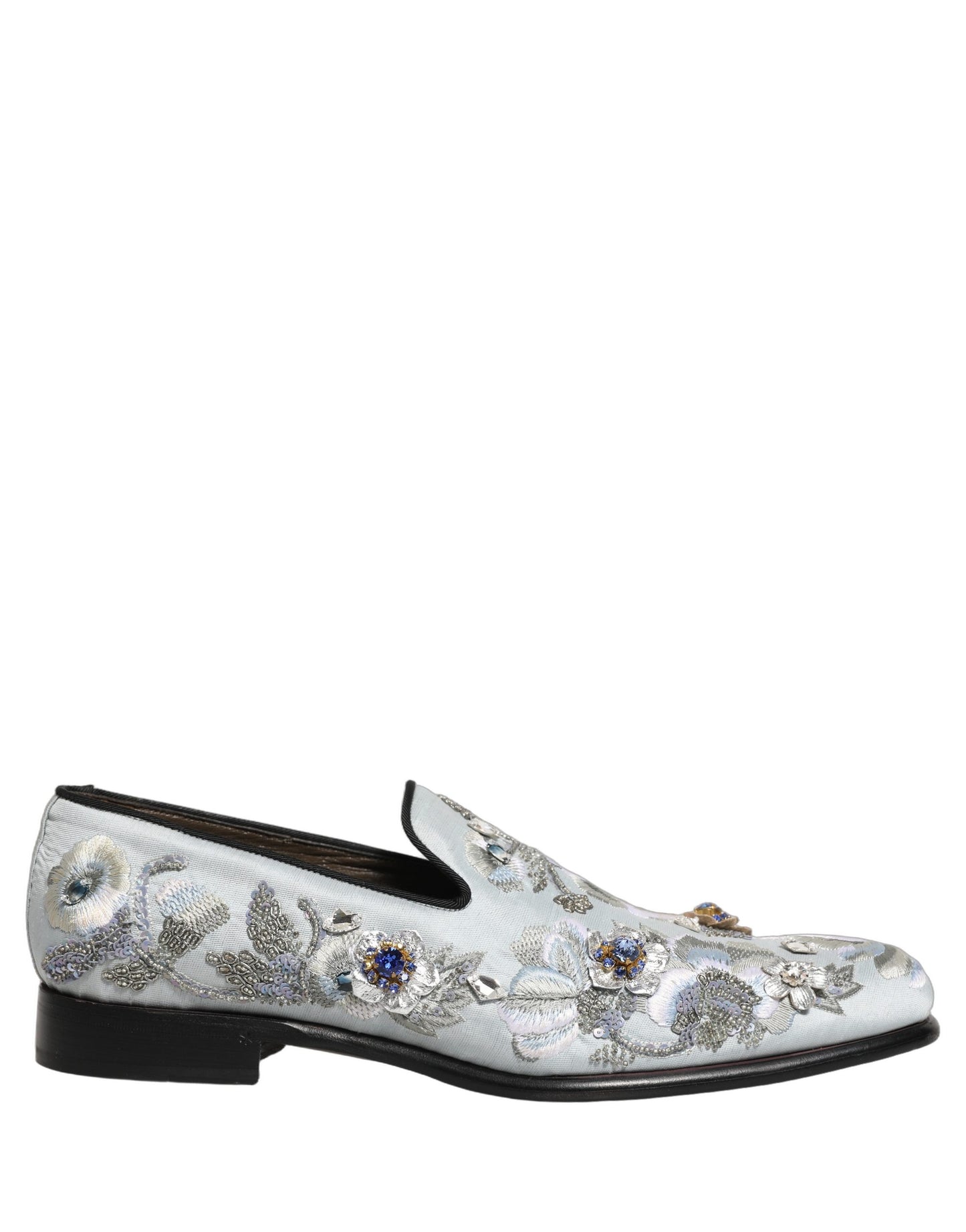 Dolce & Gabbana White Floral Embellished Men Loafers  Shoes Curated Luxury Accessories by Orvyn
