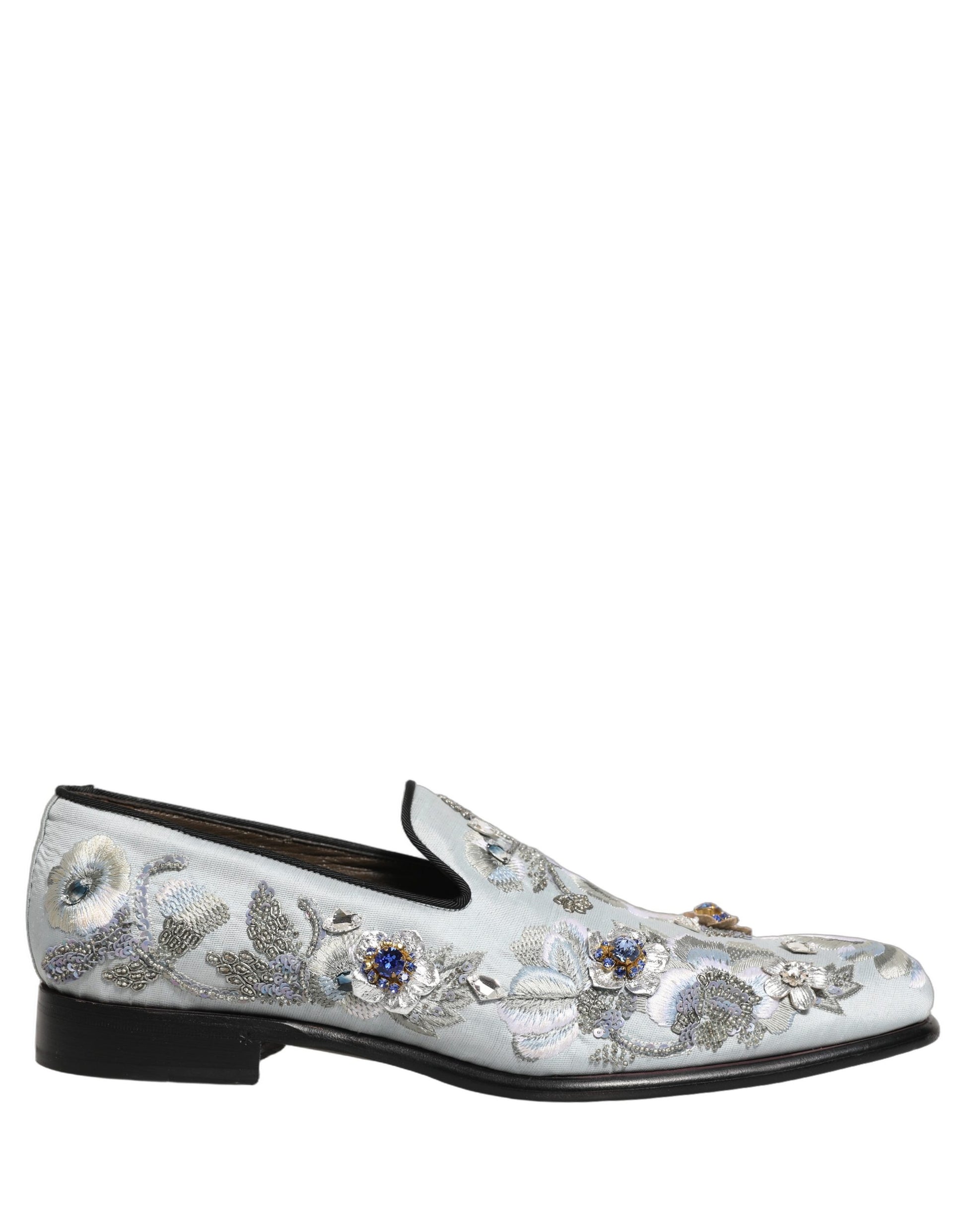 Dolce & Gabbana White Floral Embellished Men Loafers  Shoes Curated Luxury Accessories by Orvyn