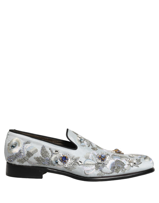 Dolce & Gabbana White Floral Embellished Men Loafers  Shoes Curated Luxury Accessories by Orvyn