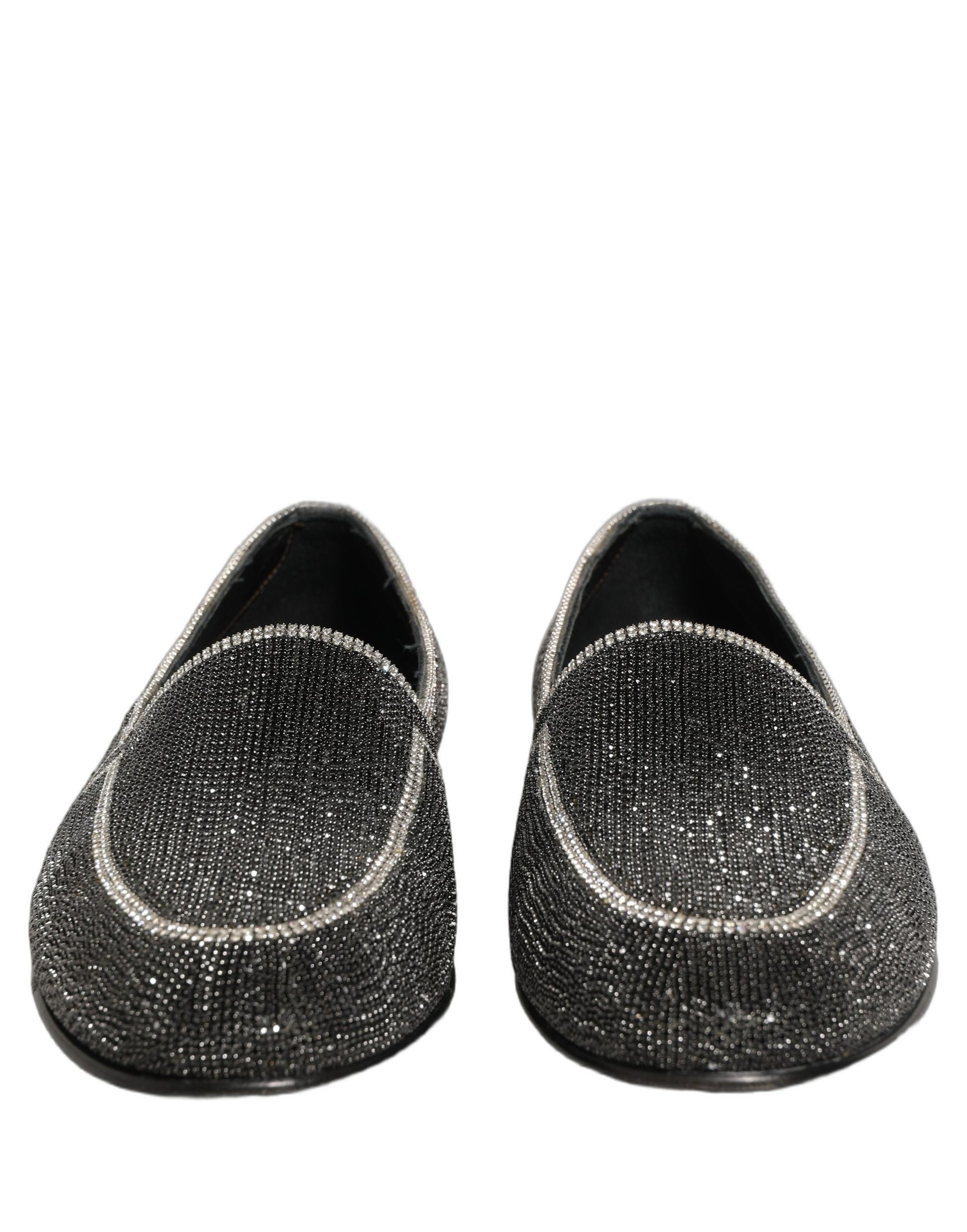 Dolce & Gabbana Black Crystal Embellished Men Loafers Shoes Curated Luxury Accessories by Orvyn