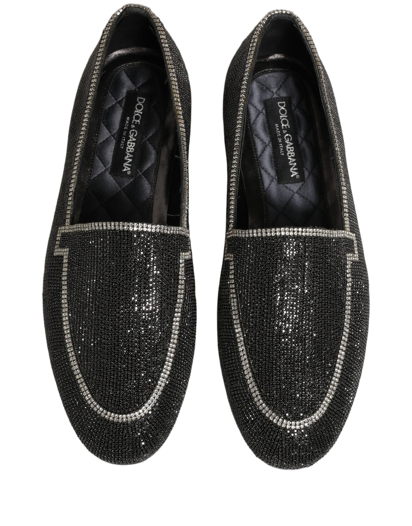 Dolce & Gabbana Black Crystal Embellished Men Loafers Shoes Curated Luxury Accessories by Orvyn