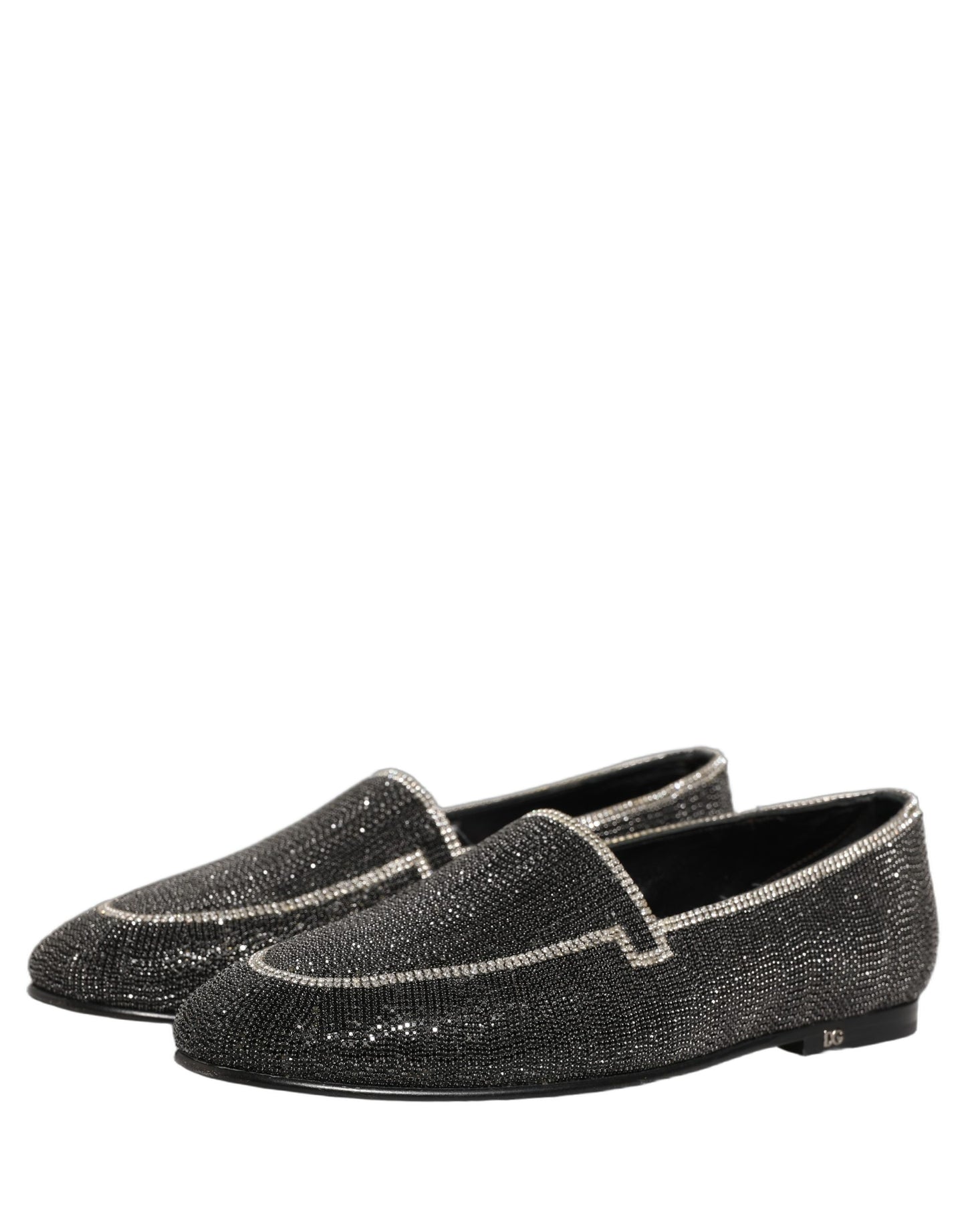 Dolce & Gabbana Black Crystal Embellished Men Loafers Shoes Curated Luxury Accessories by Orvyn