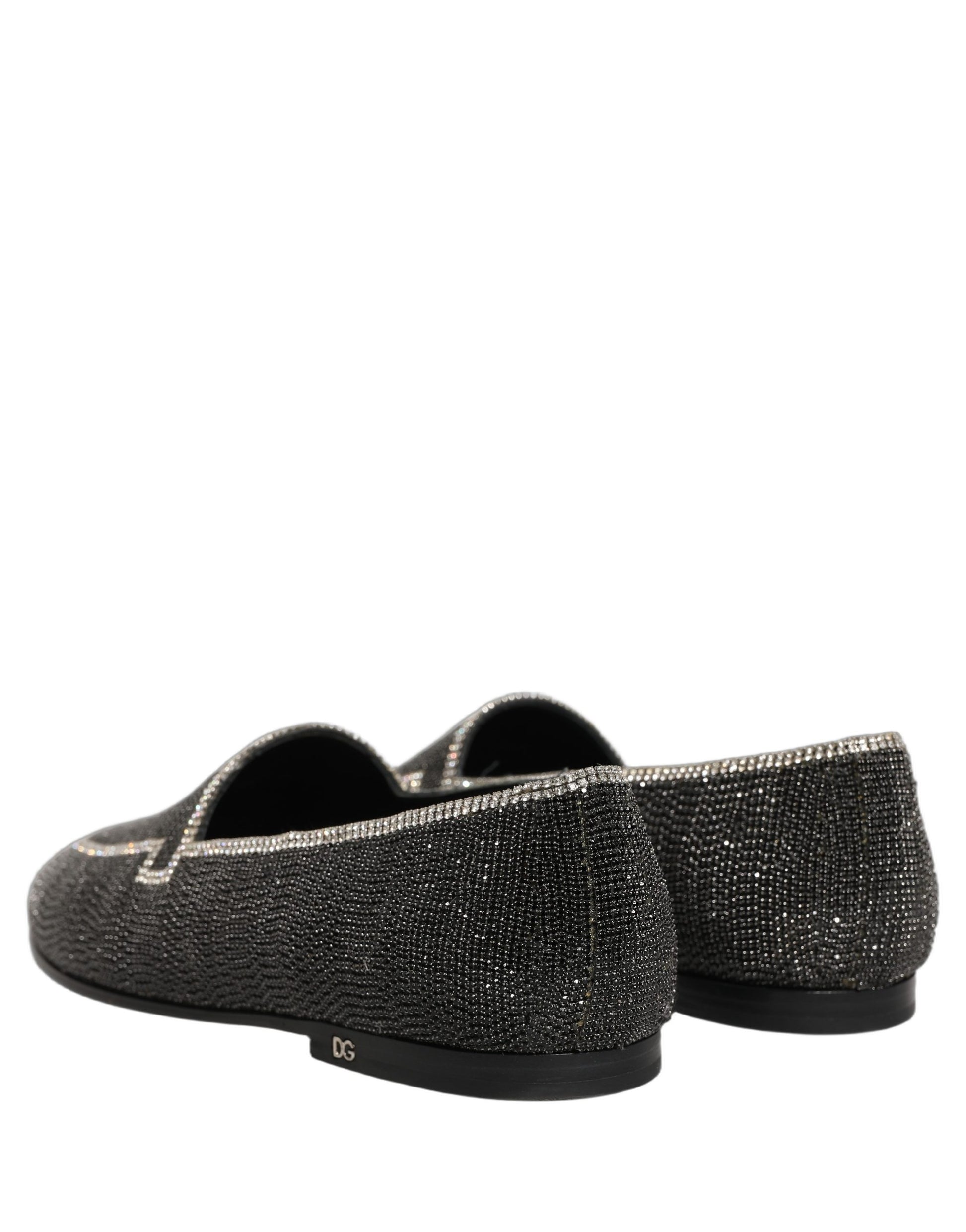 Dolce & Gabbana Black Crystal Embellished Men Loafers Shoes Curated Luxury Accessories by Orvyn