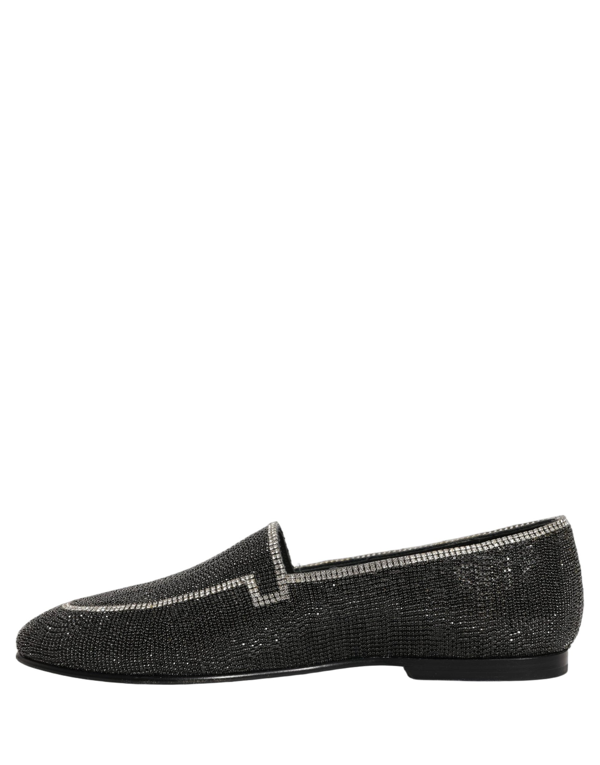 Dolce & Gabbana Black Crystal Embellished Men Loafers Shoes Curated Luxury Accessories by Orvyn