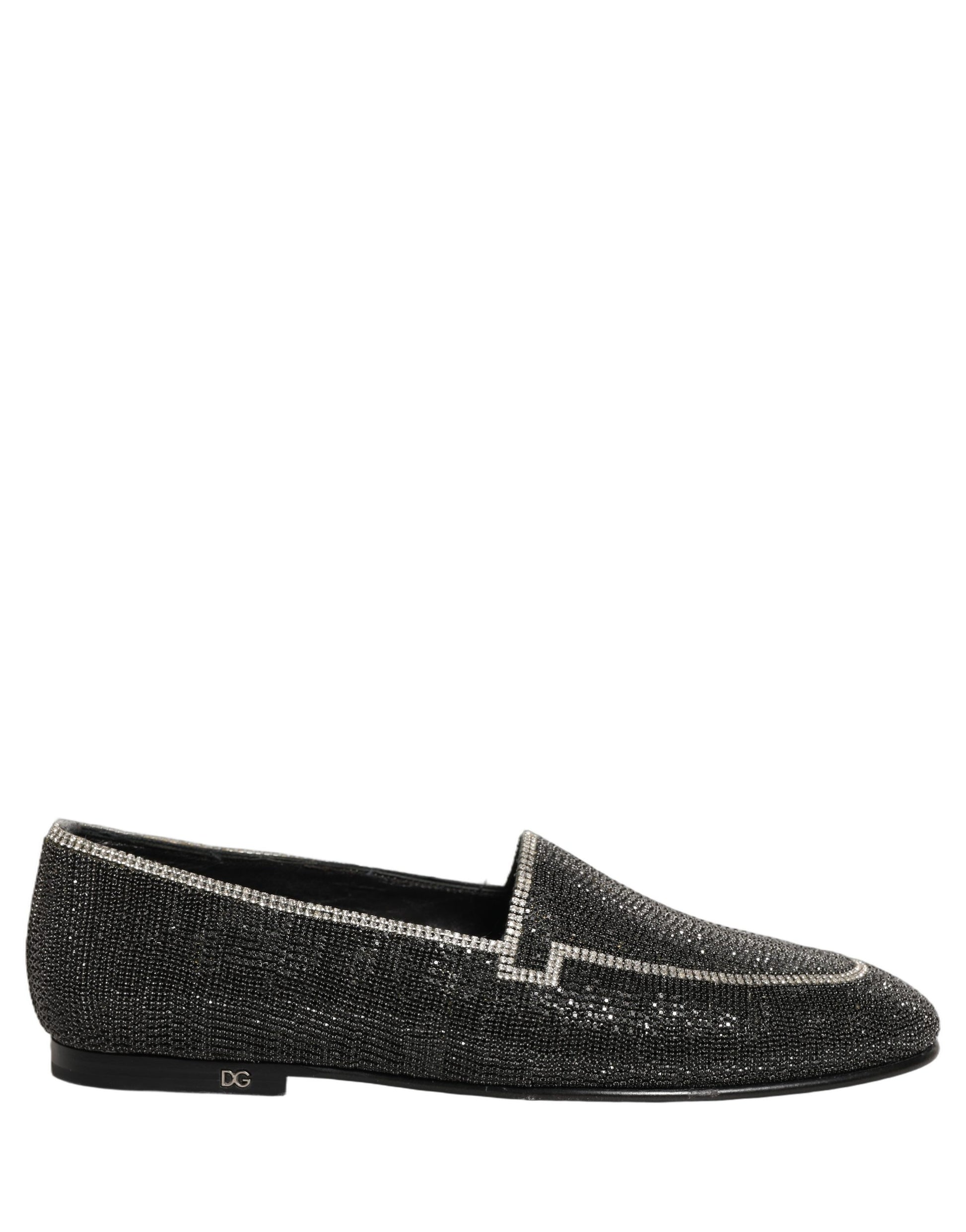 Dolce & Gabbana Black Crystal Embellished Men Loafers Shoes Curated Luxury Accessories by Orvyn