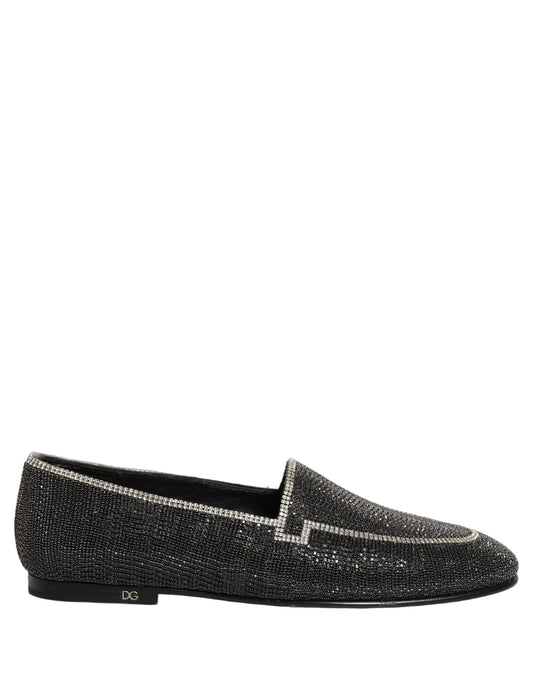 Dolce & Gabbana Black Crystal Embellished Men Loafers Shoes Curated Luxury Accessories by Orvyn