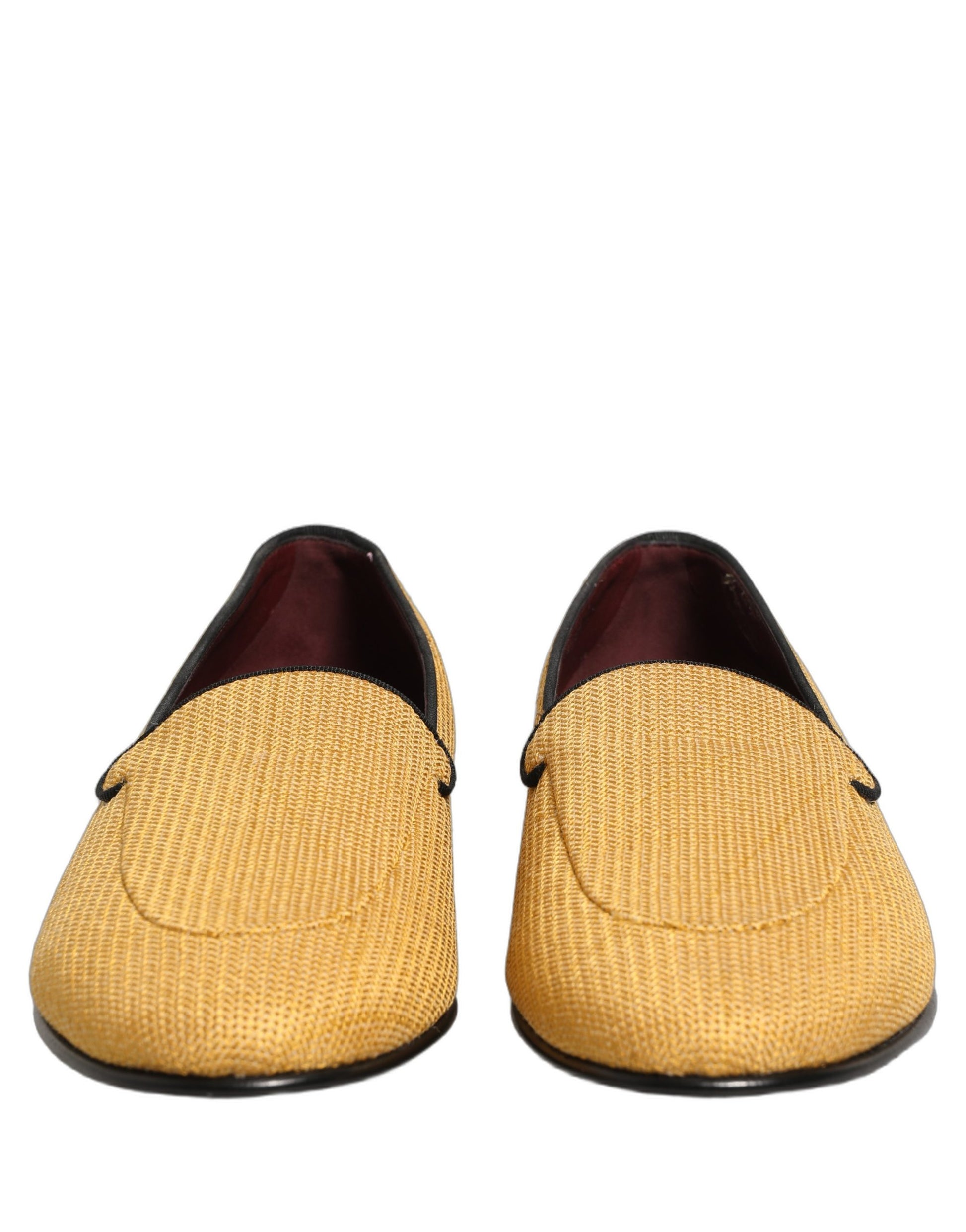Dolce & Gabbana Yellow Woven Men Slip On Dress Loafers Shoes Curated Luxury Accessories by Orvyn