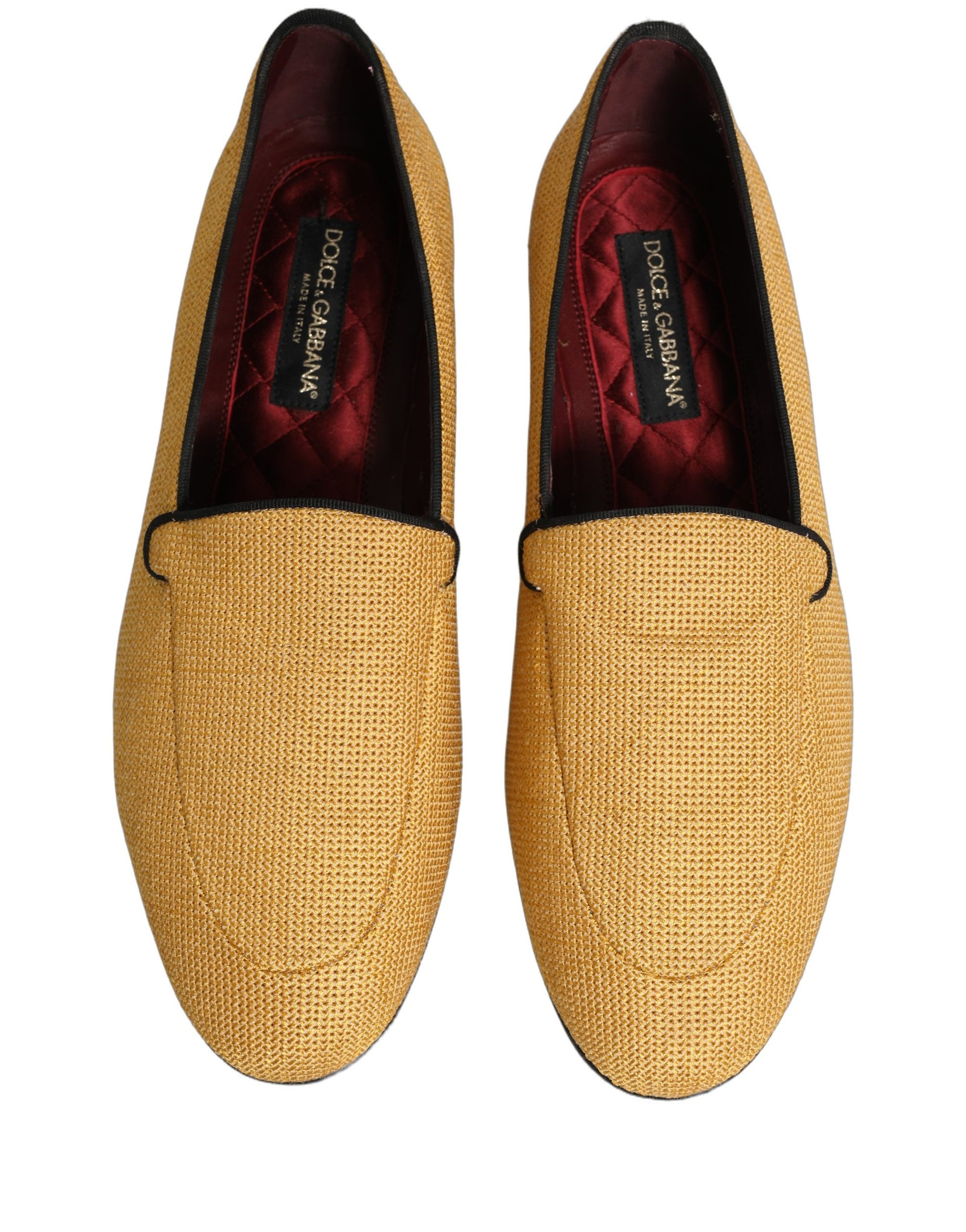 Dolce & Gabbana Yellow Woven Men Slip On Dress Loafers Shoes Curated Luxury Accessories by Orvyn
