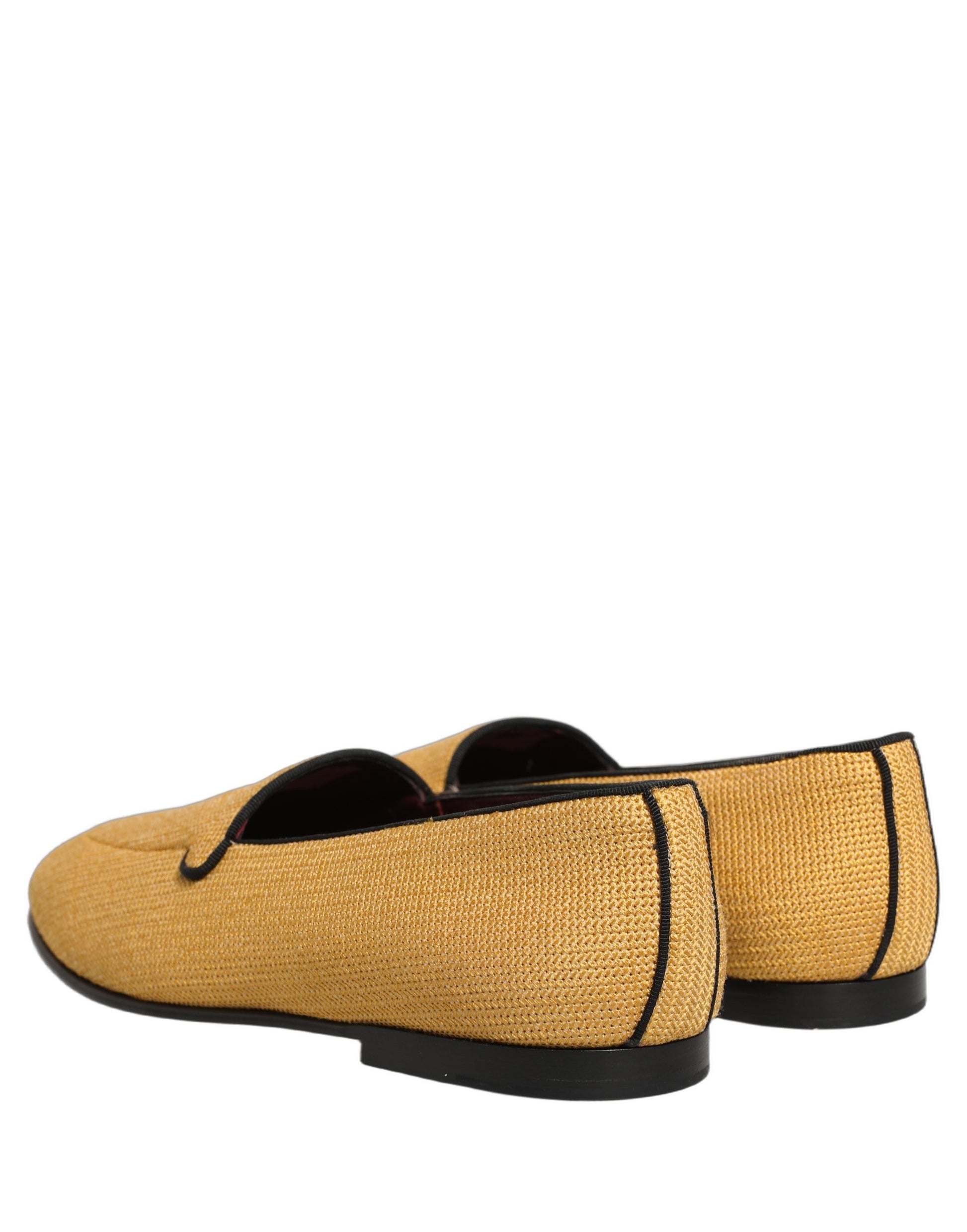 Dolce & Gabbana Yellow Woven Men Slip On Dress Loafers Shoes Curated Luxury Accessories by Orvyn