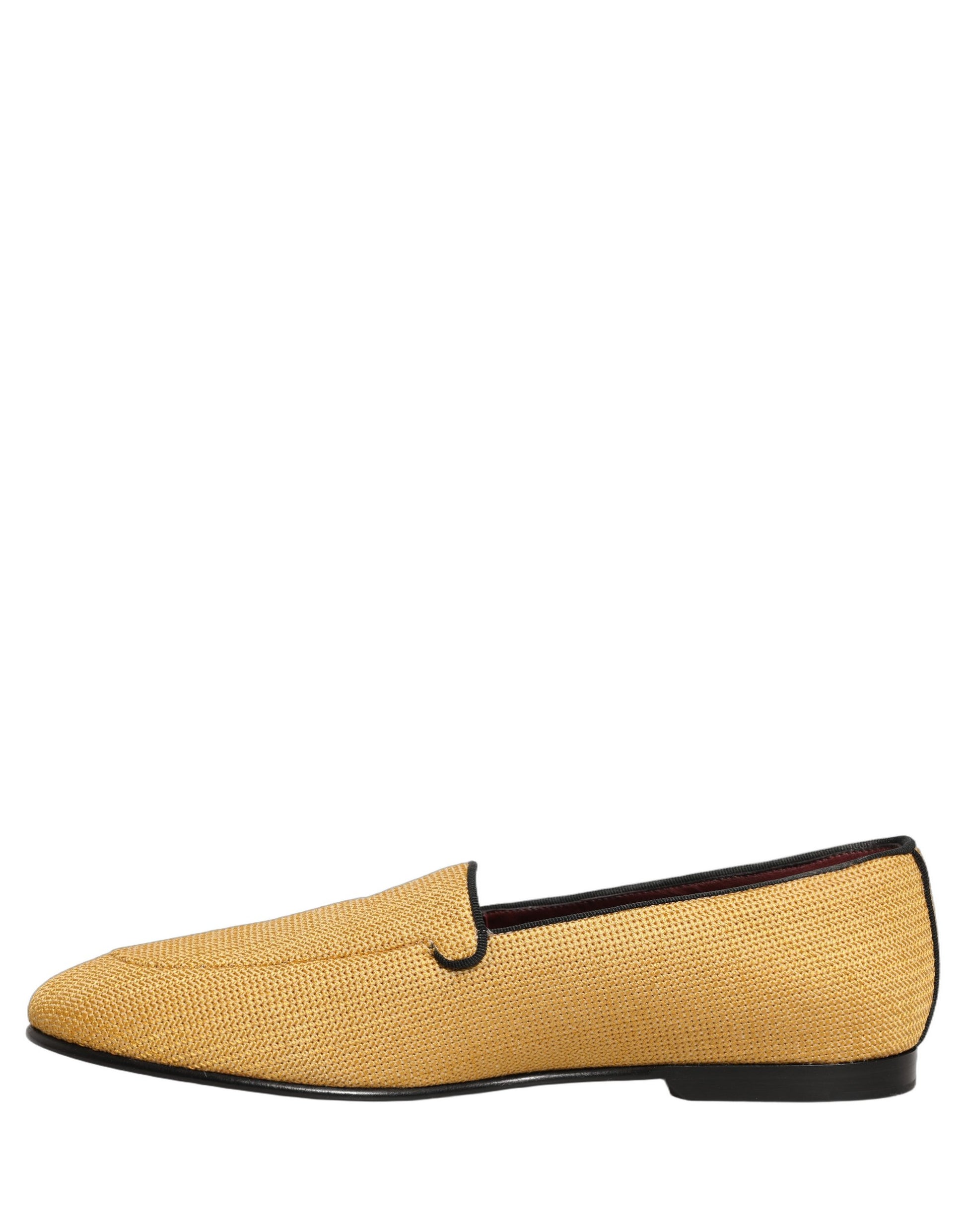 Dolce & Gabbana Yellow Woven Men Slip On Dress Loafers Shoes Curated Luxury Accessories by Orvyn