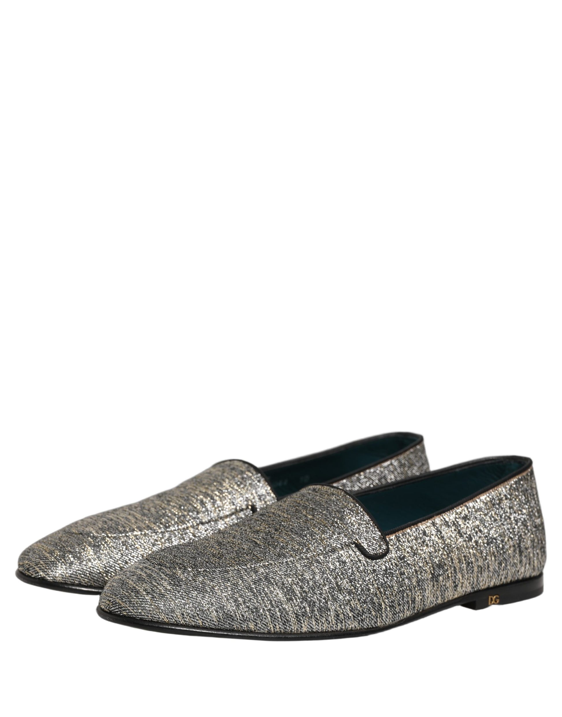 Dolce & Gabbana Gray Lurex Glitter Men Dress Loafers Shoes Curated Luxury Accessories by Orvyn