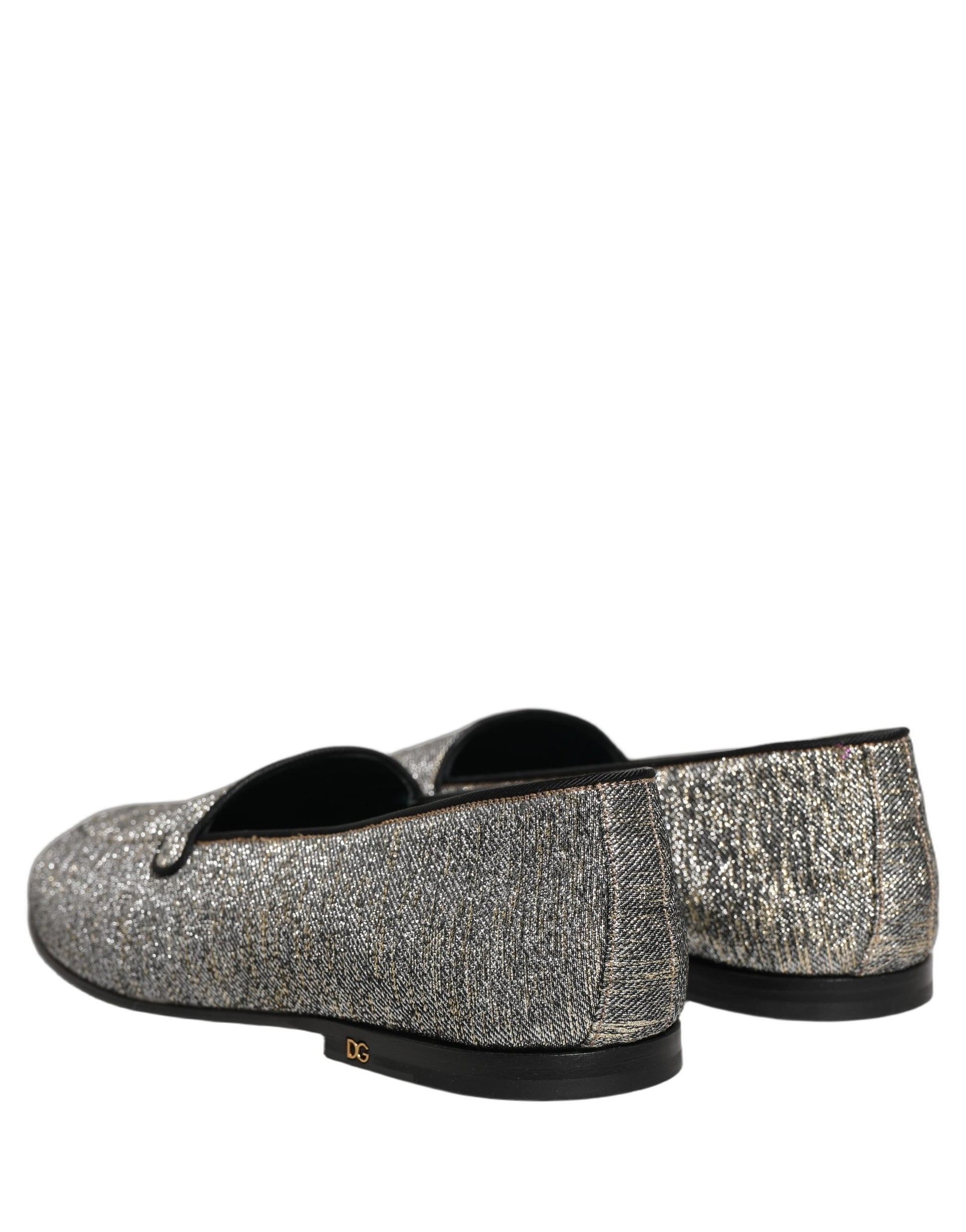 Dolce & Gabbana Gray Lurex Glitter Men Dress Loafers Shoes Curated Luxury Accessories by Orvyn