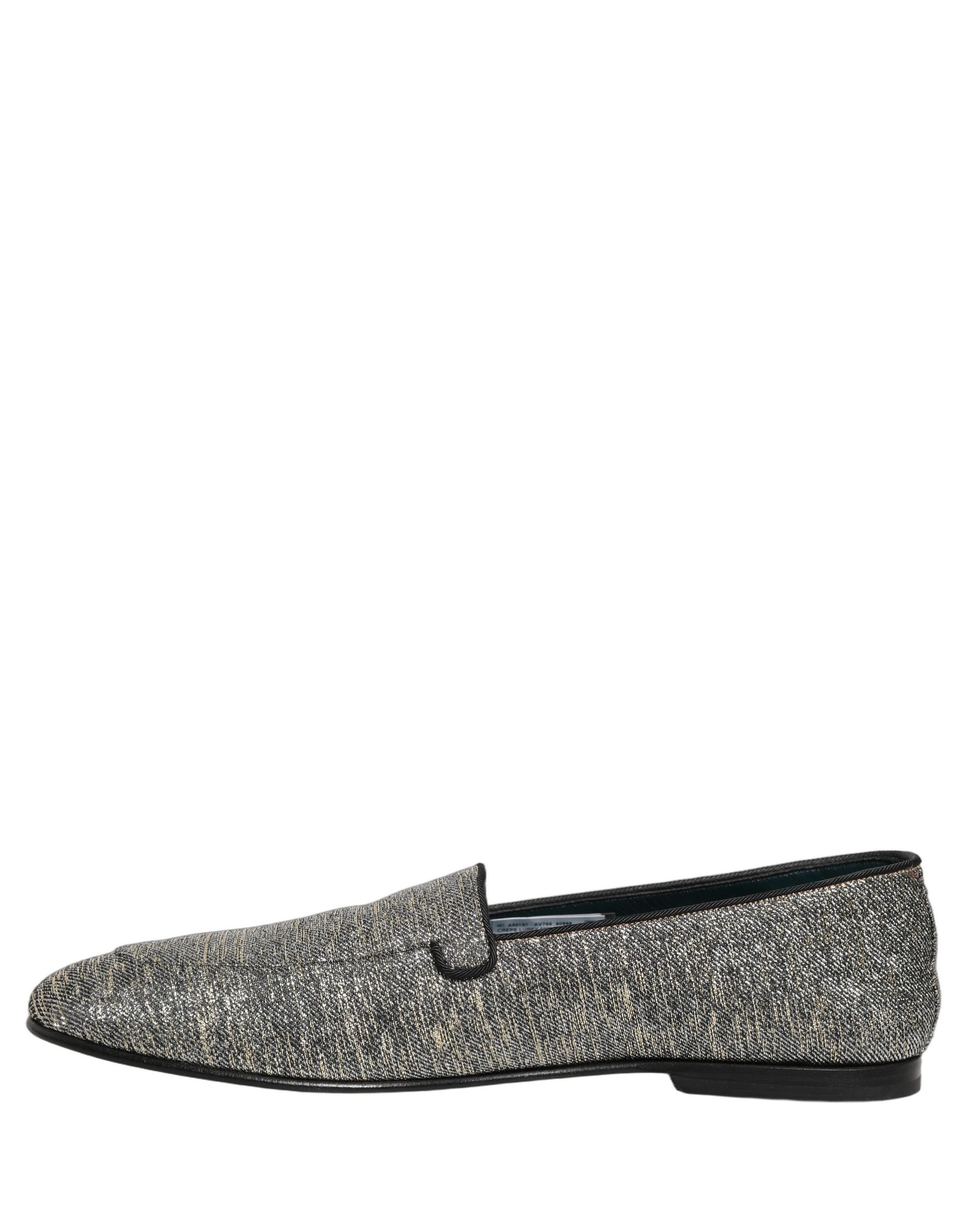 Dolce & Gabbana Gray Lurex Glitter Men Dress Loafers Shoes Curated Luxury Accessories by Orvyn