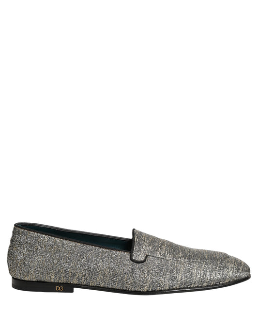 Dolce & Gabbana Gray Lurex Glitter Men Dress Loafers Shoes Curated Luxury Accessories by Orvyn