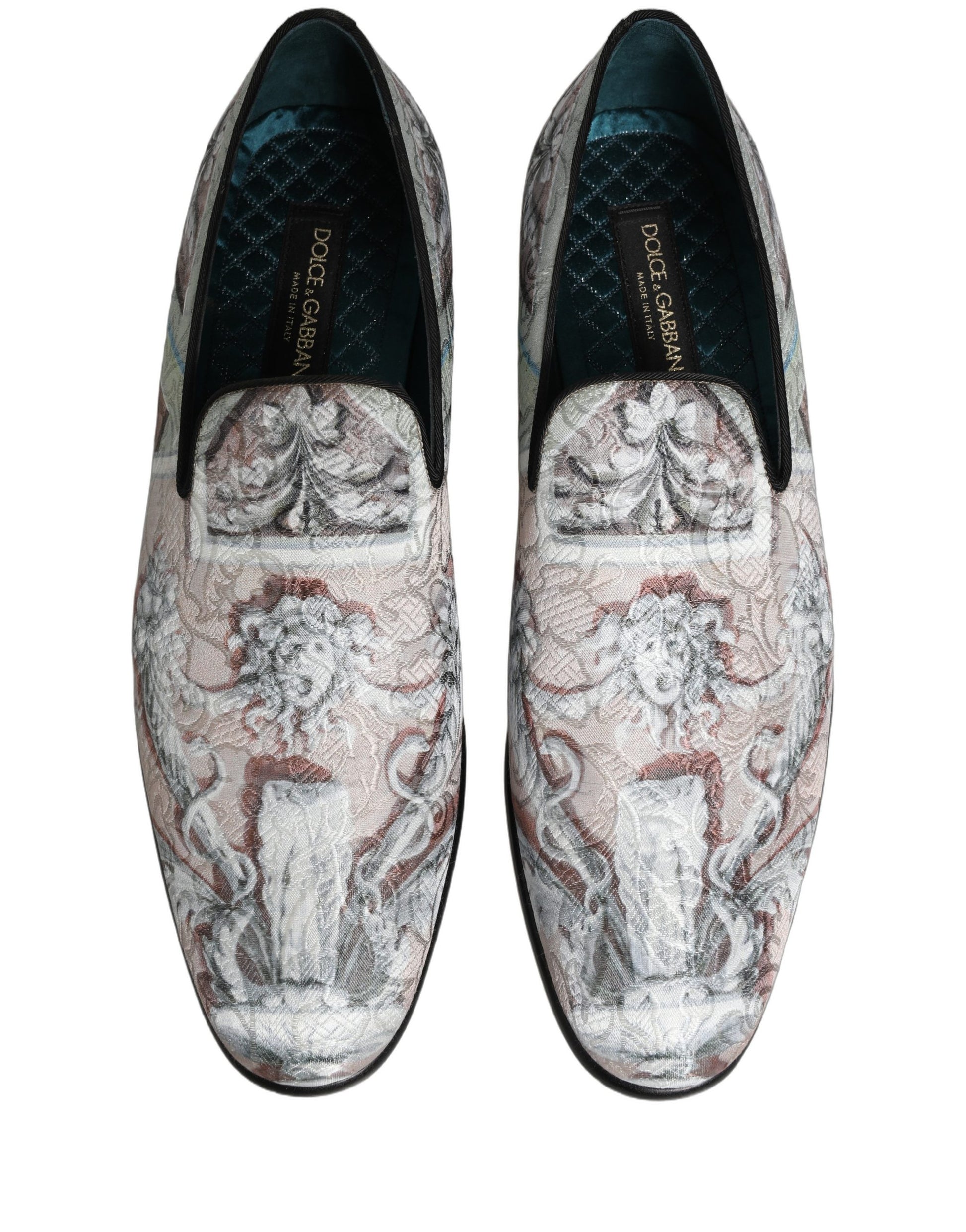Dolce & Gabbana Multicolor Velvet Baroque Dress Loafers Shoes Curated Luxury Accessories by Orvyn