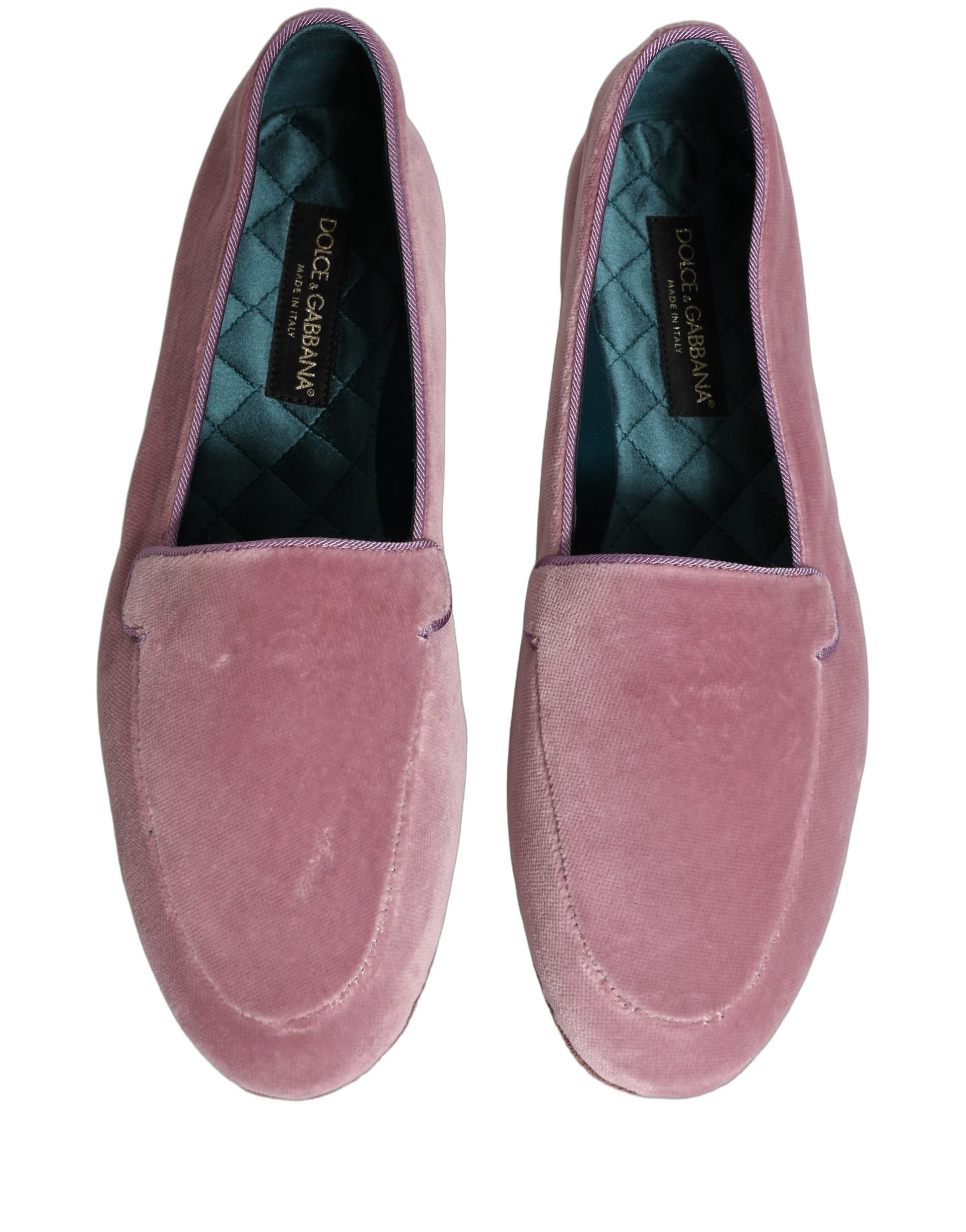 Dolce & Gabbana Pink Velvet Slip On Men Flats Loafers Shoes Curated Luxury Accessories by Orvyn