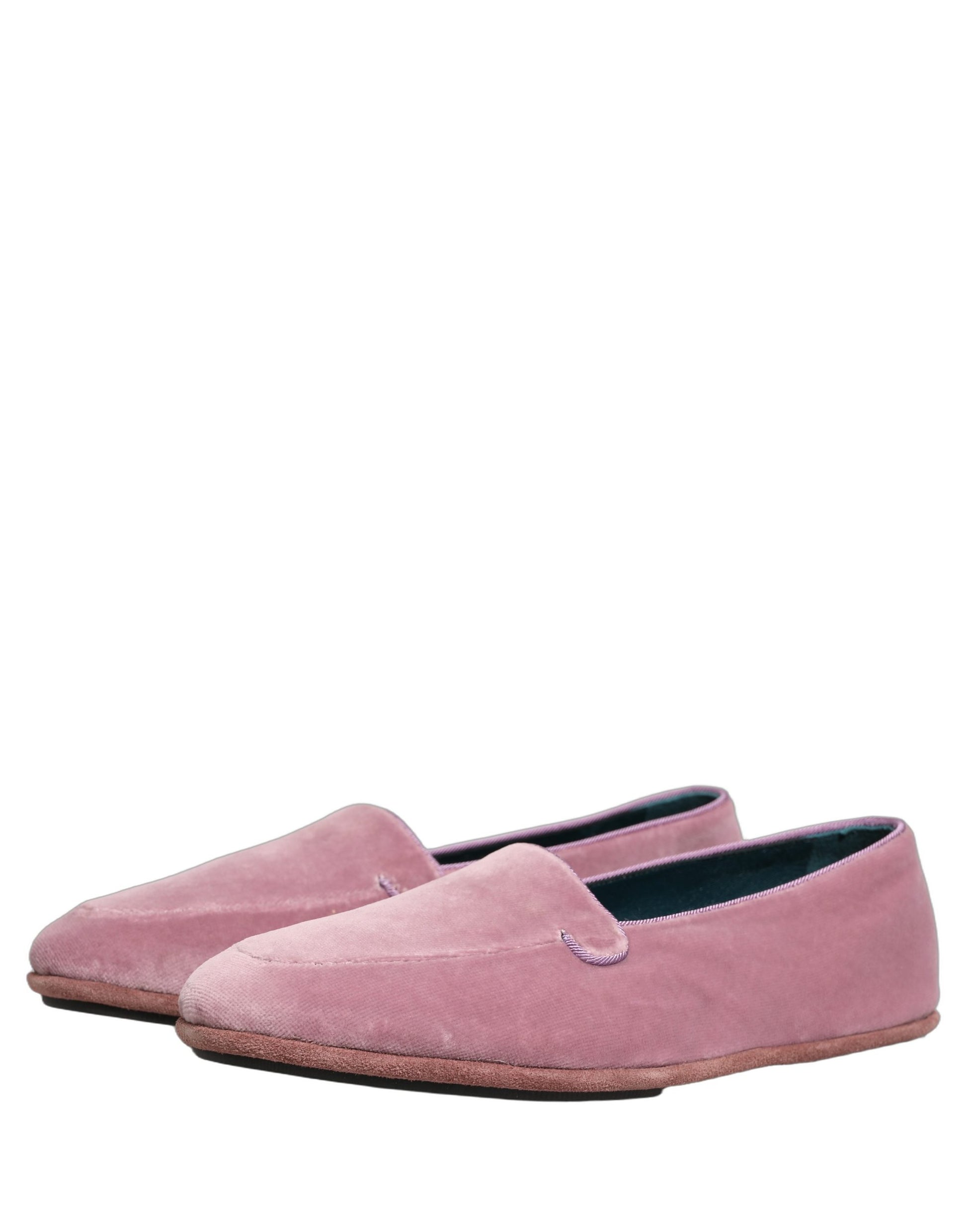 Dolce & Gabbana Pink Velvet Slip On Men Flats Loafers Shoes Curated Luxury Accessories by Orvyn
