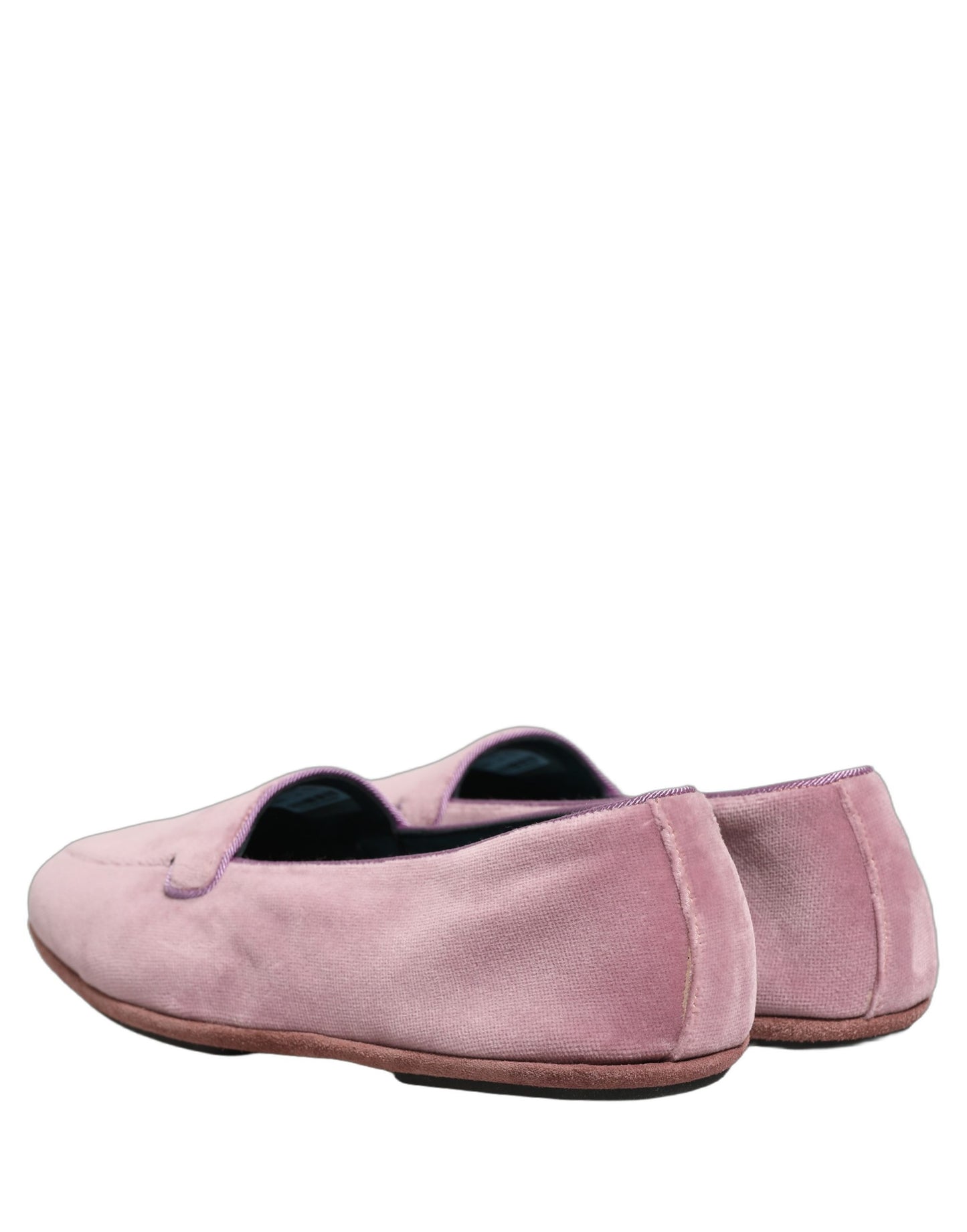 Dolce & Gabbana Pink Velvet Slip On Men Flats Loafers Shoes Curated Luxury Accessories by Orvyn