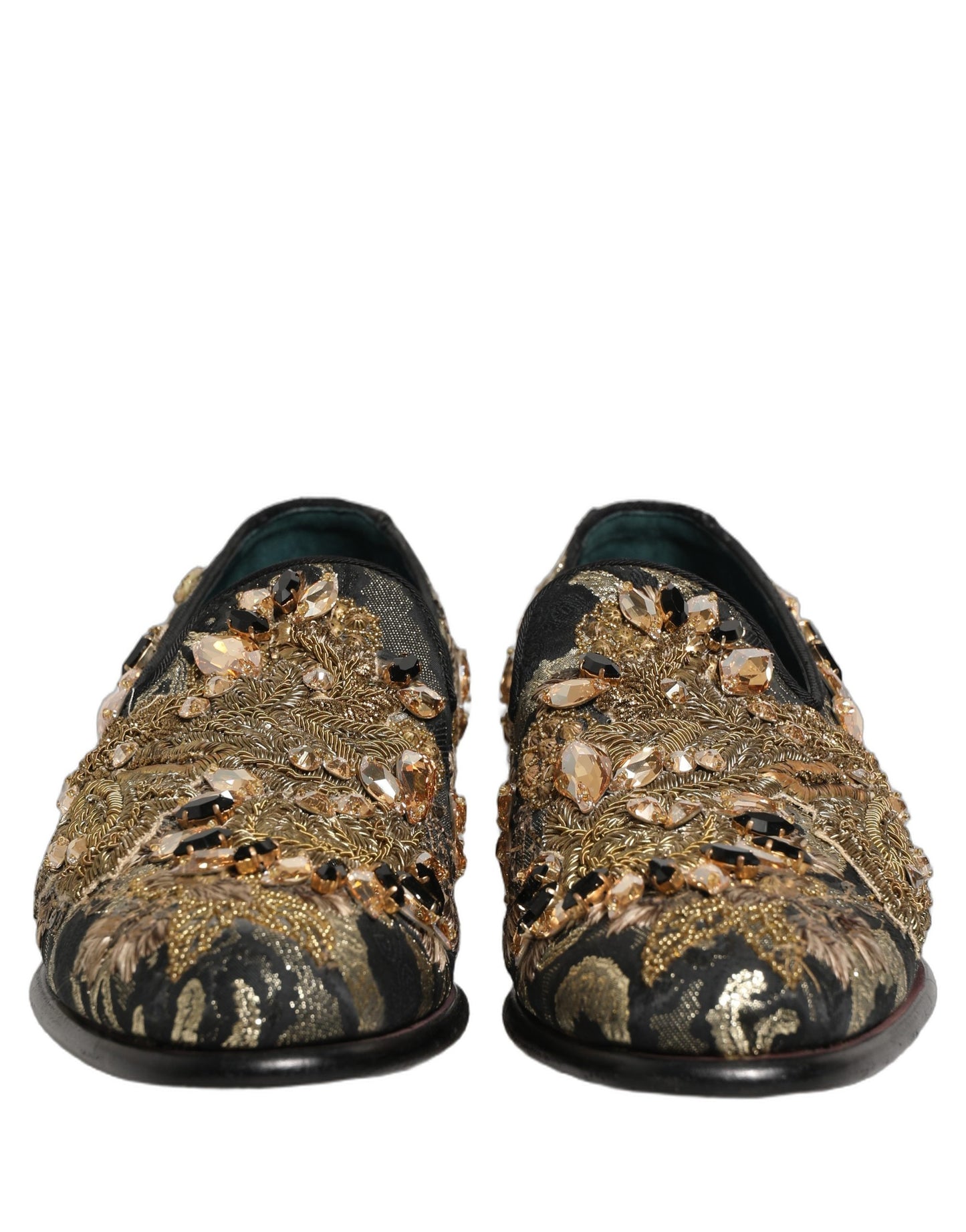 Dolce & Gabbana Black Velvet Embellished Dress Loafers Shoes Curated Luxury Accessories by Orvyn