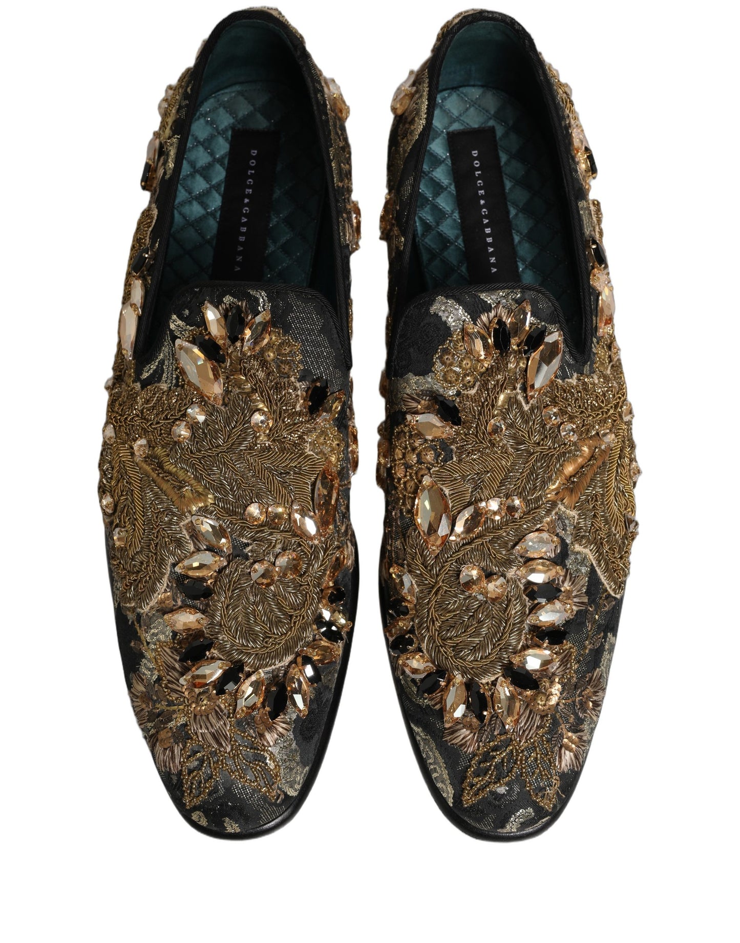 Dolce & Gabbana Black Velvet Embellished Dress Loafers Shoes Curated Luxury Accessories by Orvyn