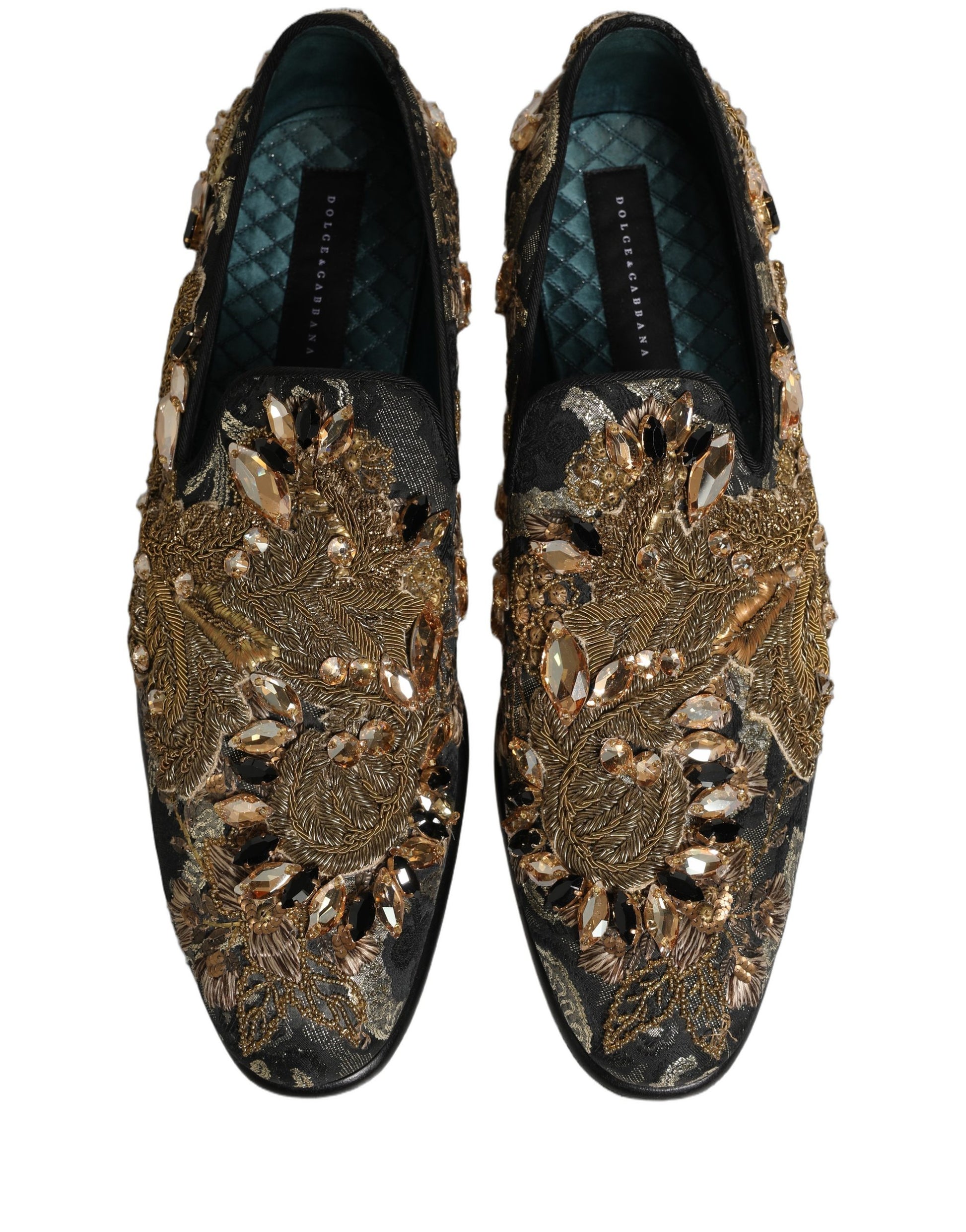Dolce & Gabbana Black Velvet Embellished Dress Loafers Shoes Curated Luxury Accessories by Orvyn