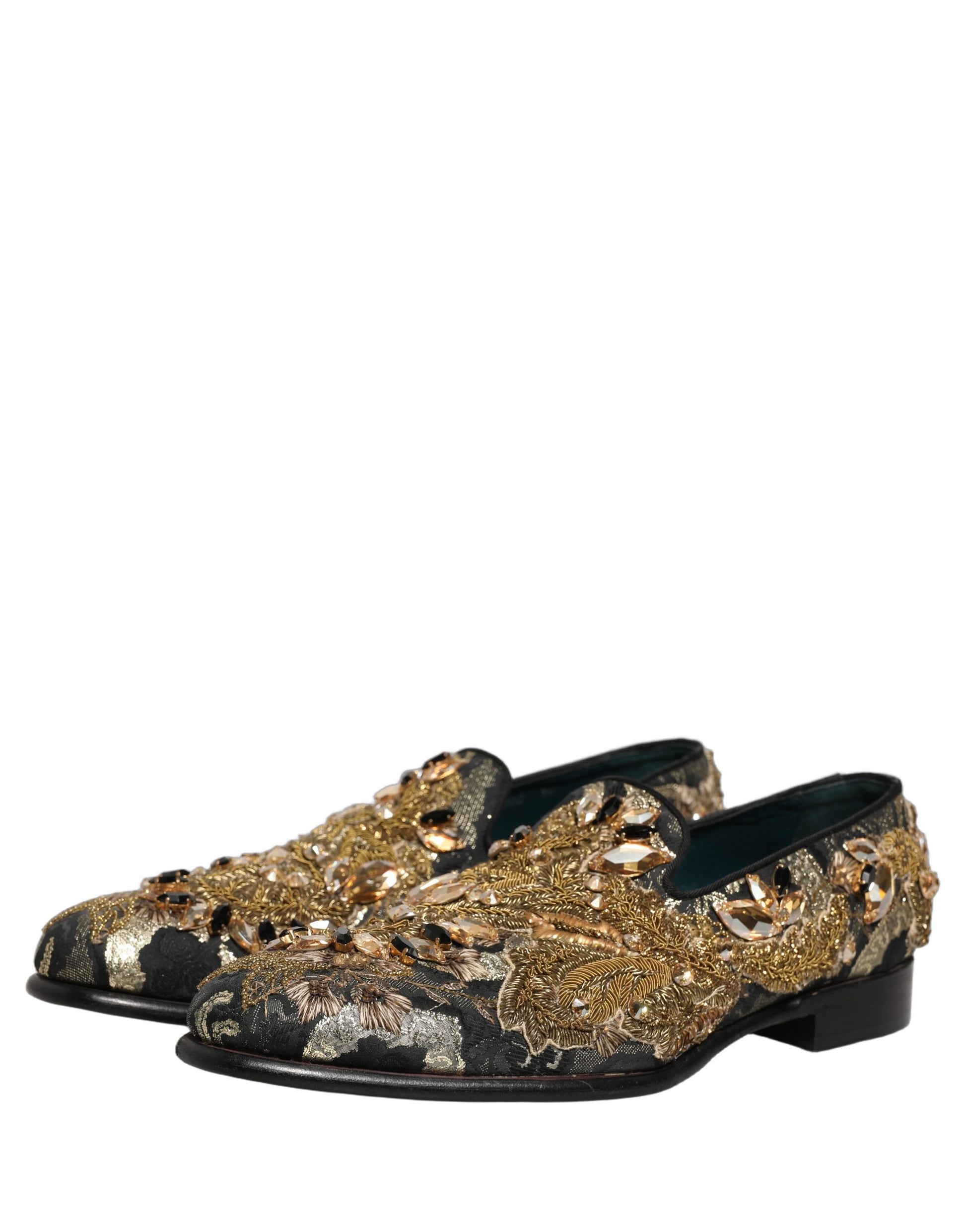 Dolce & Gabbana Black Velvet Embellished Dress Loafers Shoes Curated Luxury Accessories by Orvyn