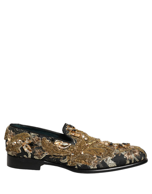 Dolce & Gabbana Black Velvet Embellished Dress Loafers Shoes Curated Luxury Accessories by Orvyn