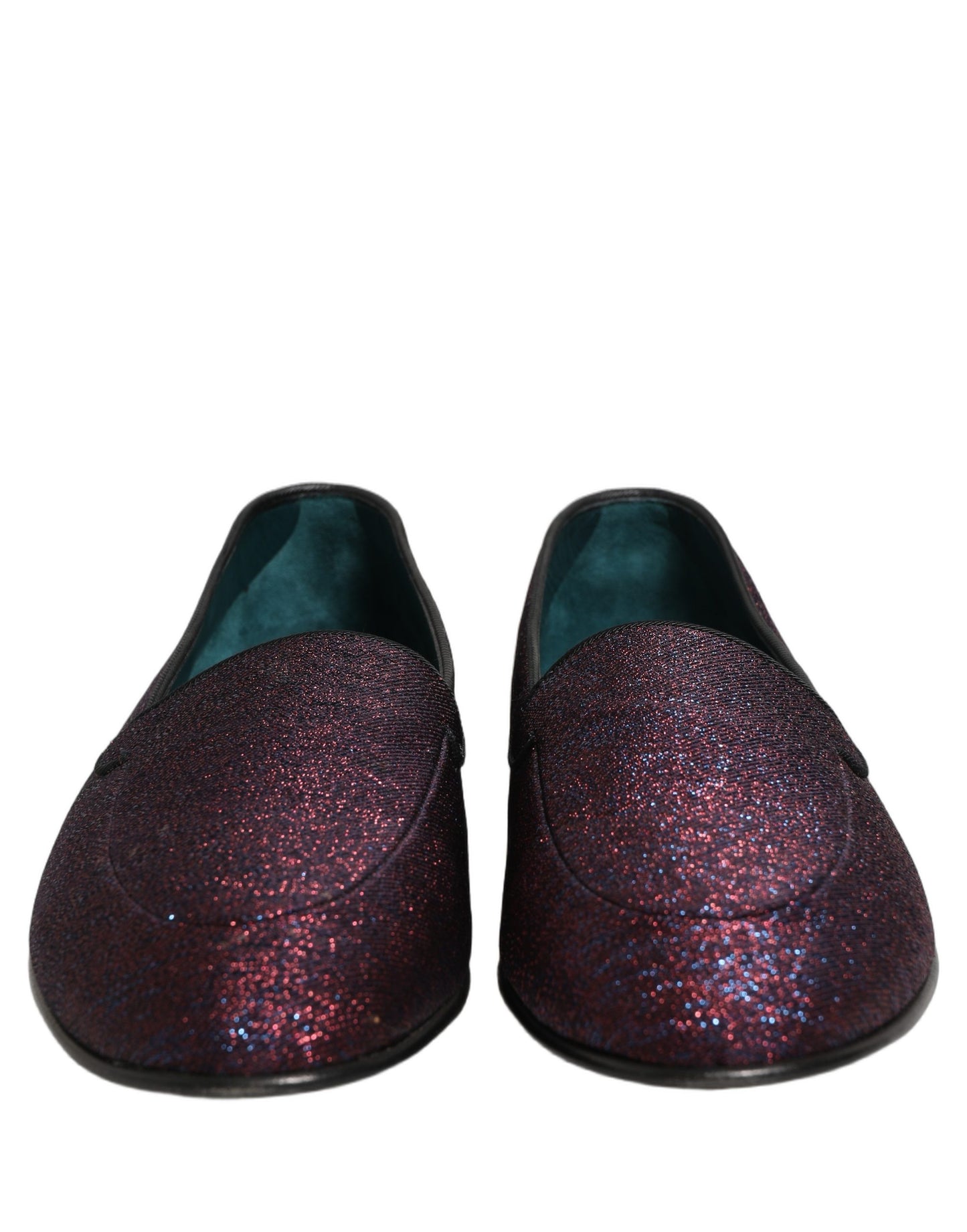Dolce & Gabbana Maroon Glitter Lurex Logo Dress Loafers Shoes Curated Luxury Accessories by Orvyn