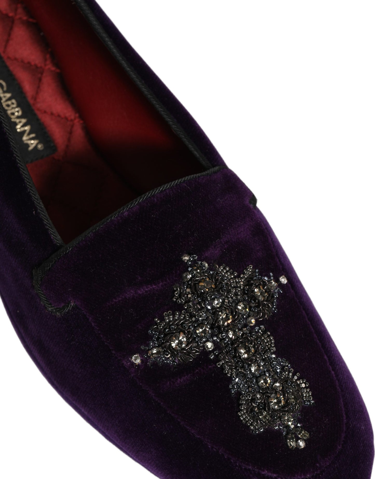 Dolce & Gabbana Violet Suede Embellished Dress Loafers Shoes Curated Luxury Accessories by Orvyn