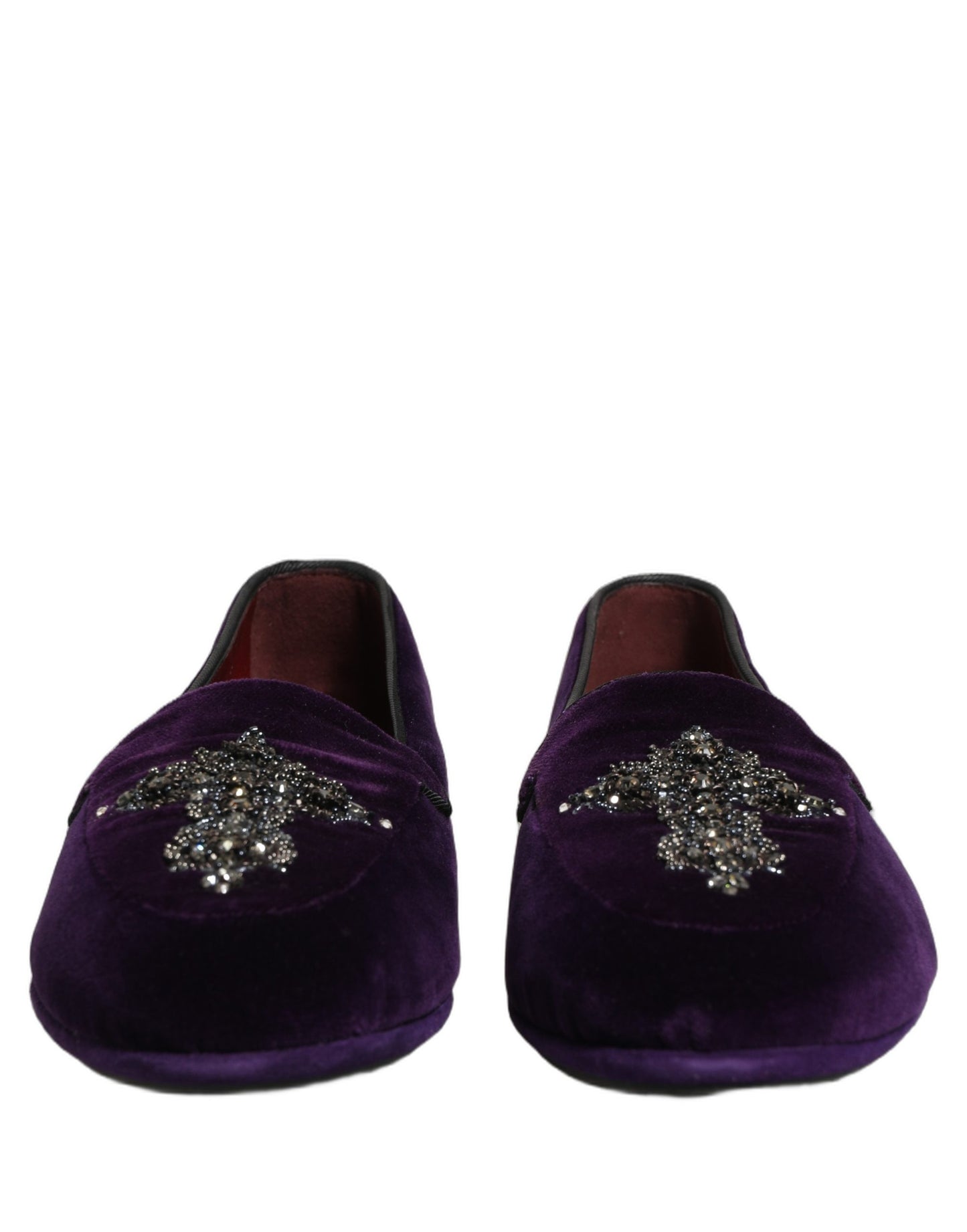 Dolce & Gabbana Violet Suede Embellished Dress Loafers Shoes Curated Luxury Accessories by Orvyn