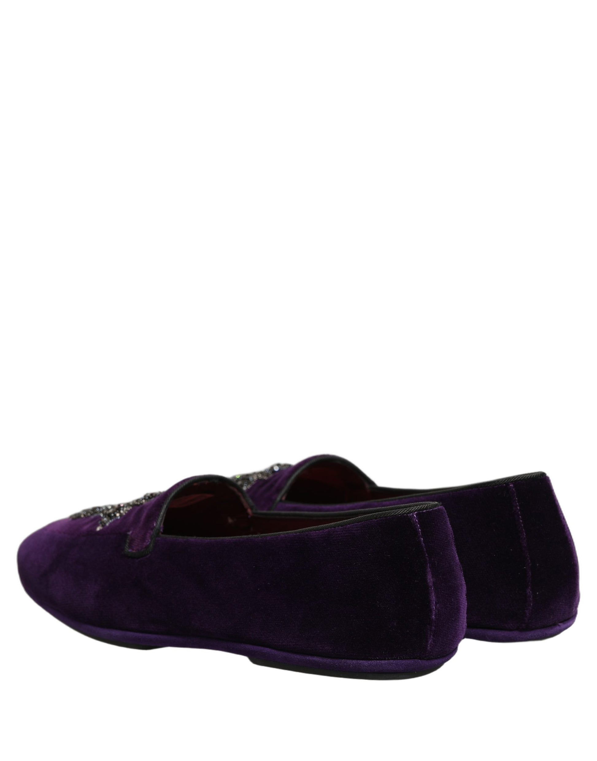 Dolce & Gabbana Violet Suede Embellished Dress Loafers Shoes Curated Luxury Accessories by Orvyn