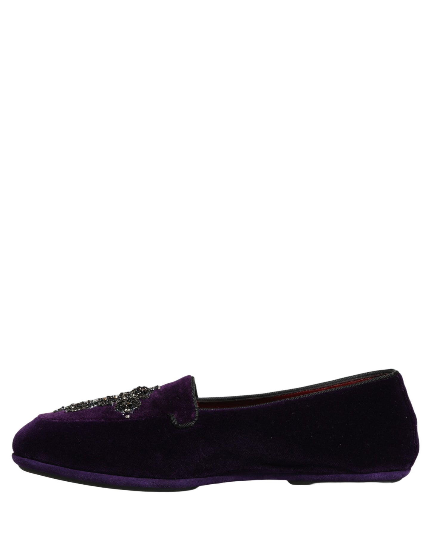 Dolce & Gabbana Violet Suede Embellished Dress Loafers Shoes Curated Luxury Accessories by Orvyn