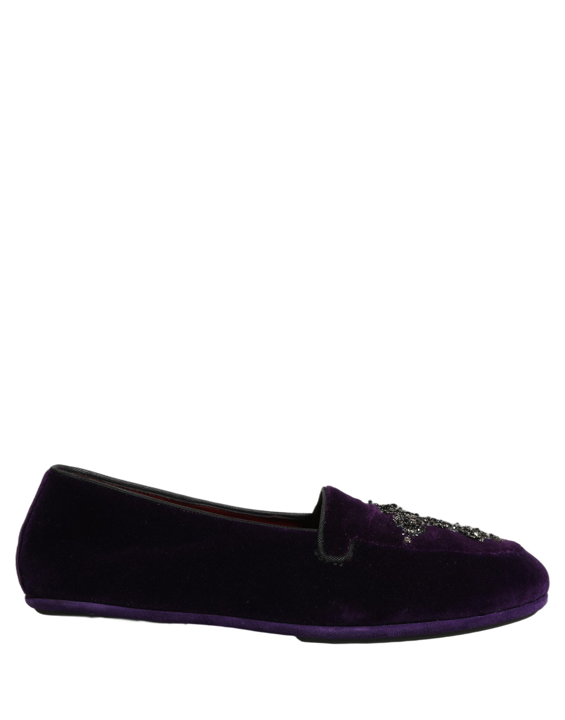 Dolce & Gabbana Violet Suede Embellished Dress Loafers Shoes Curated Luxury Accessories by Orvyn