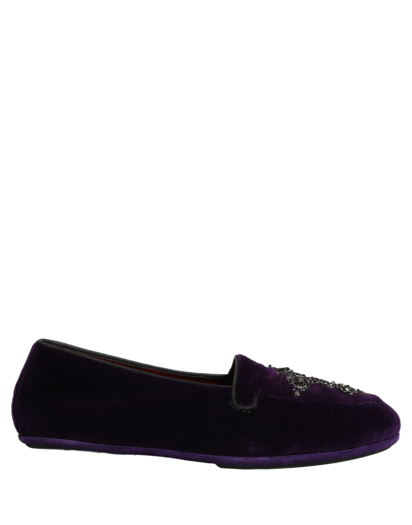 Dolce & Gabbana Violet Suede Embellished Dress Loafers Shoes Curated Luxury Accessories by Orvyn
