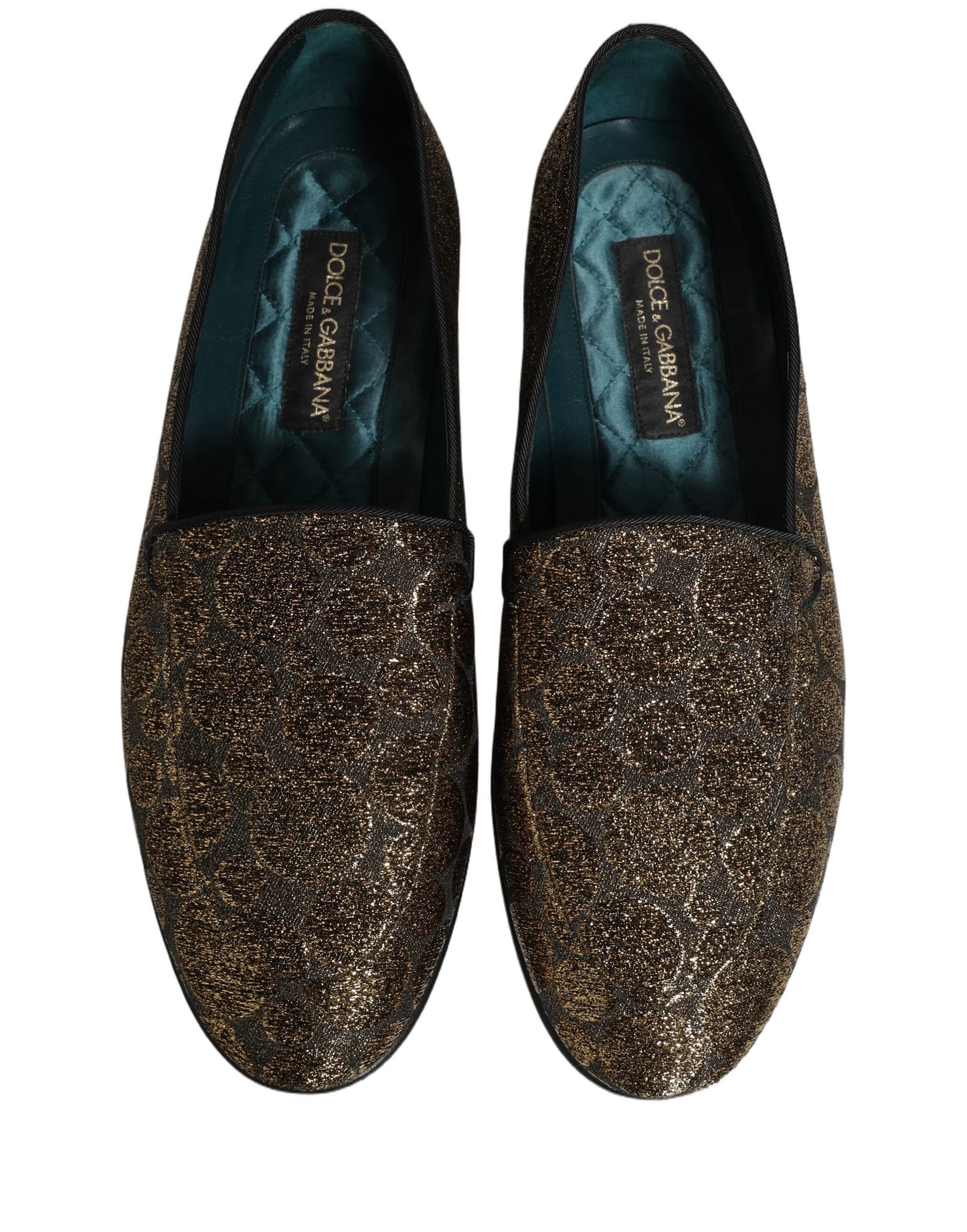 Dolce & Gabbana Gold Lurex Glitter Men Slip On Loafers Shoes Curated Luxury Accessories by Orvyn
