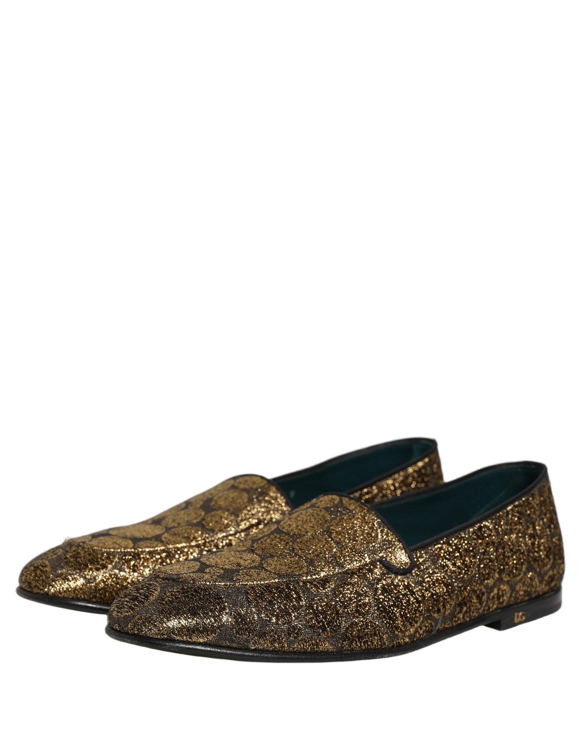 Dolce & Gabbana Gold Lurex Glitter Men Slip On Loafers Shoes Curated Luxury Accessories by Orvyn