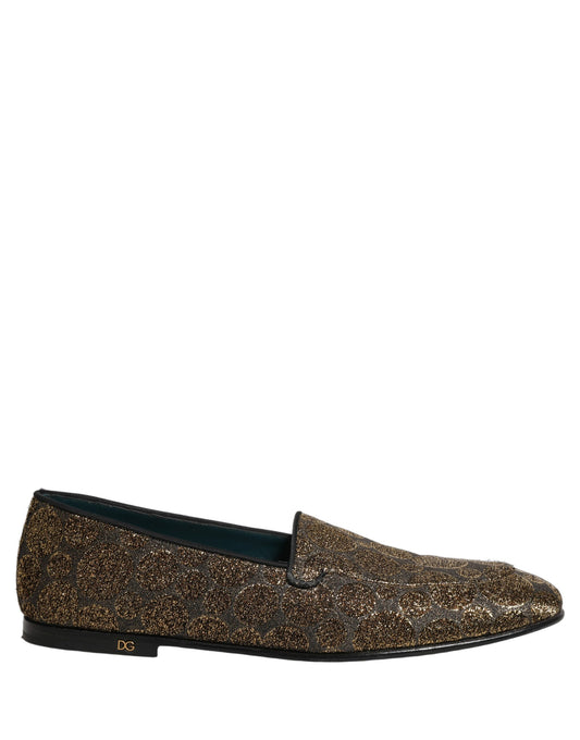 Dolce & Gabbana Gold Lurex Glitter Men Slip On Loafers Shoes Curated Luxury Accessories by Orvyn