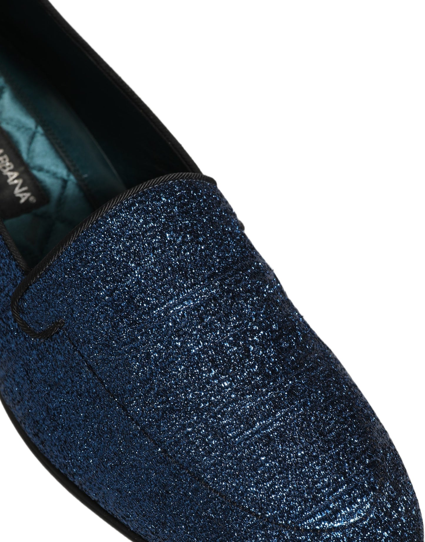 Dolce & Gabbana Blue Glitter Lurex DG Logo Dress Loafers Shoes Curated Luxury Accessories by Orvyn