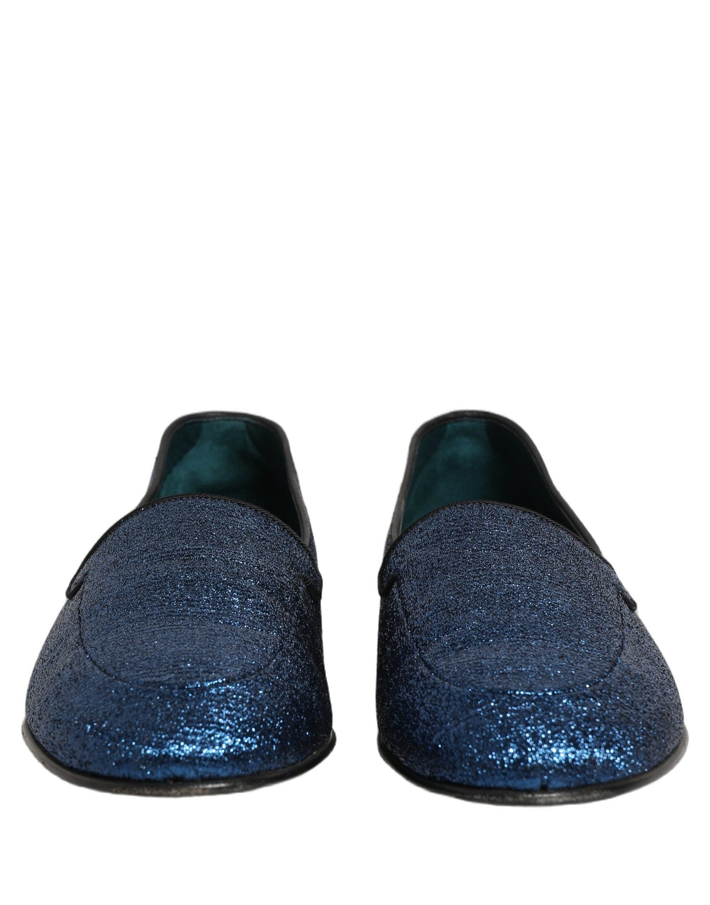 Dolce & Gabbana Blue Glitter Lurex DG Logo Dress Loafers Shoes Curated Luxury Accessories by Orvyn